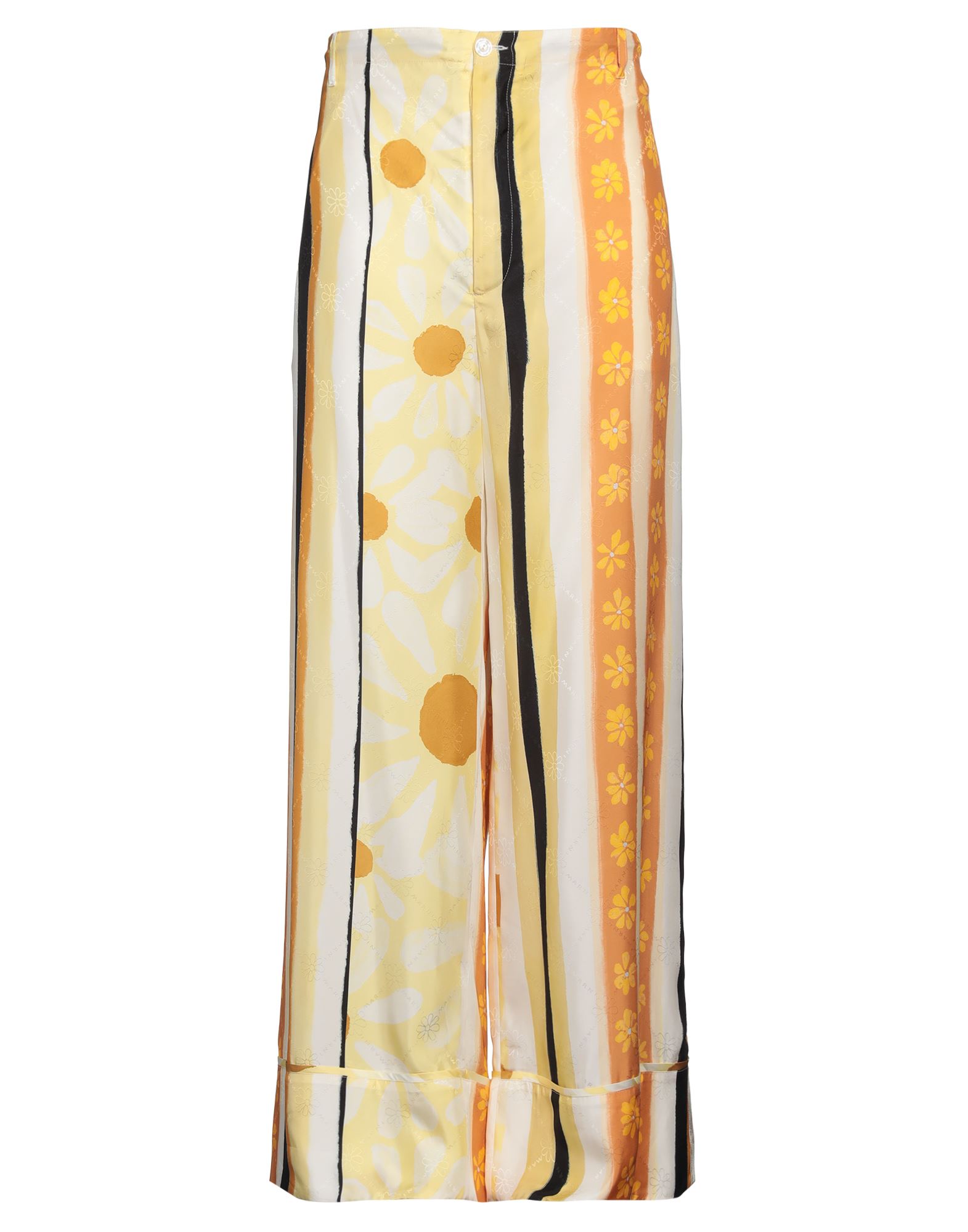 캐주얼 팬츠, 자카드, 스트라이프, 브랜드 로고, 하이 웨이스트, 벨트 루프, 와이드 레그, 컴포트 핏, 버튼 여밈, 멀티 포켓, 드라이클리닝, 표백 금지, 건조기 사용불가, 이 브랜드는 사이즈가 크게 나옵니다. 이미지