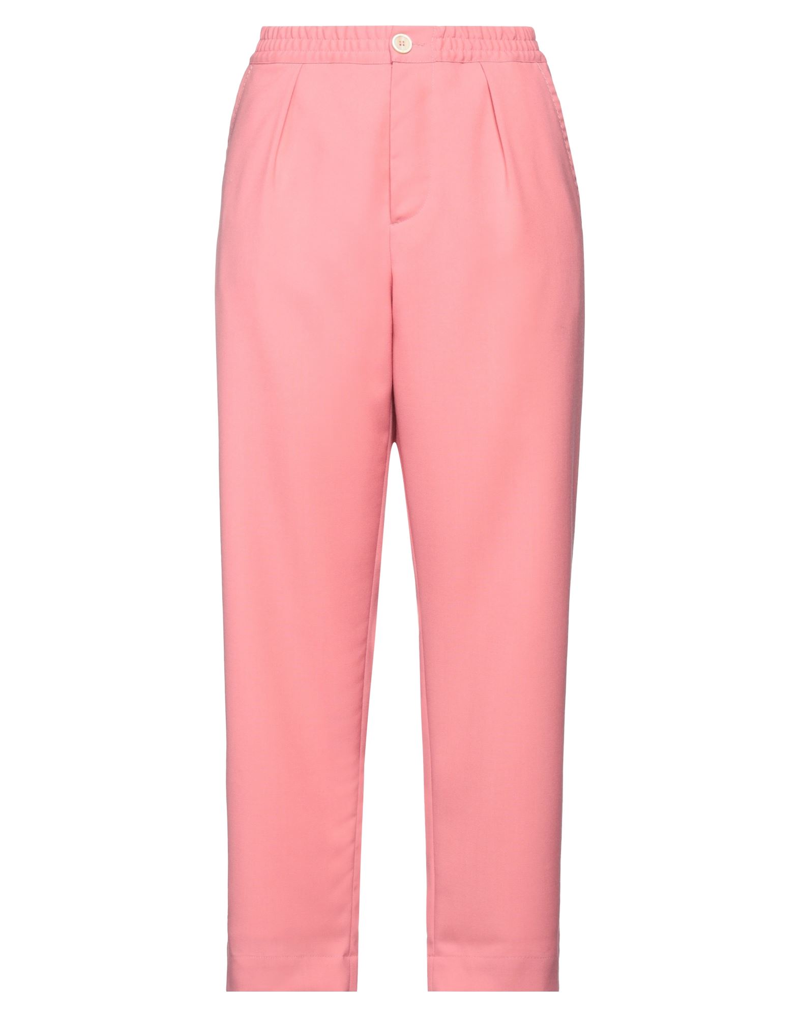 울 보일, 장식 부착 없음, 솔리드 컬러, 하이 웨이스트, 엘라스틱 웨이스트, 스트레이트 레그, 레귤러 핏, 버튼 여밈, 멀티 포켓, 기타 바지, 라지 핏. 이미지