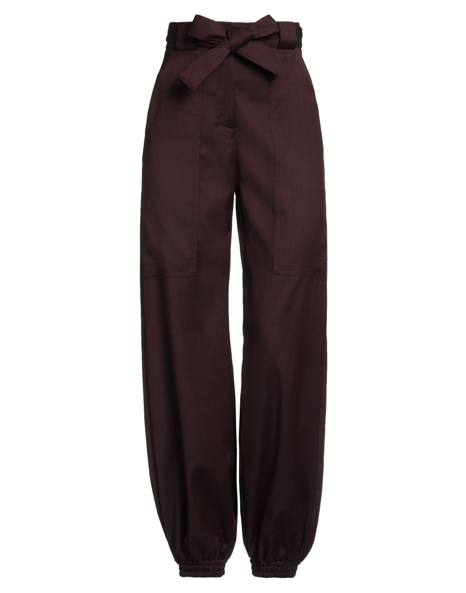 테이퍼드 팬츠, 트윌, 스트레치 패브릭, 솔리드 컬러, 벨트, 하이 웨이스트, 벨트 루프, 컴포트 핏, 지퍼 여밈, 1 버튼, 엘라스틱 헴라인, 패치 포켓, 드라이클리닝, 표백 금지, 건조기 사용불가. 이미지