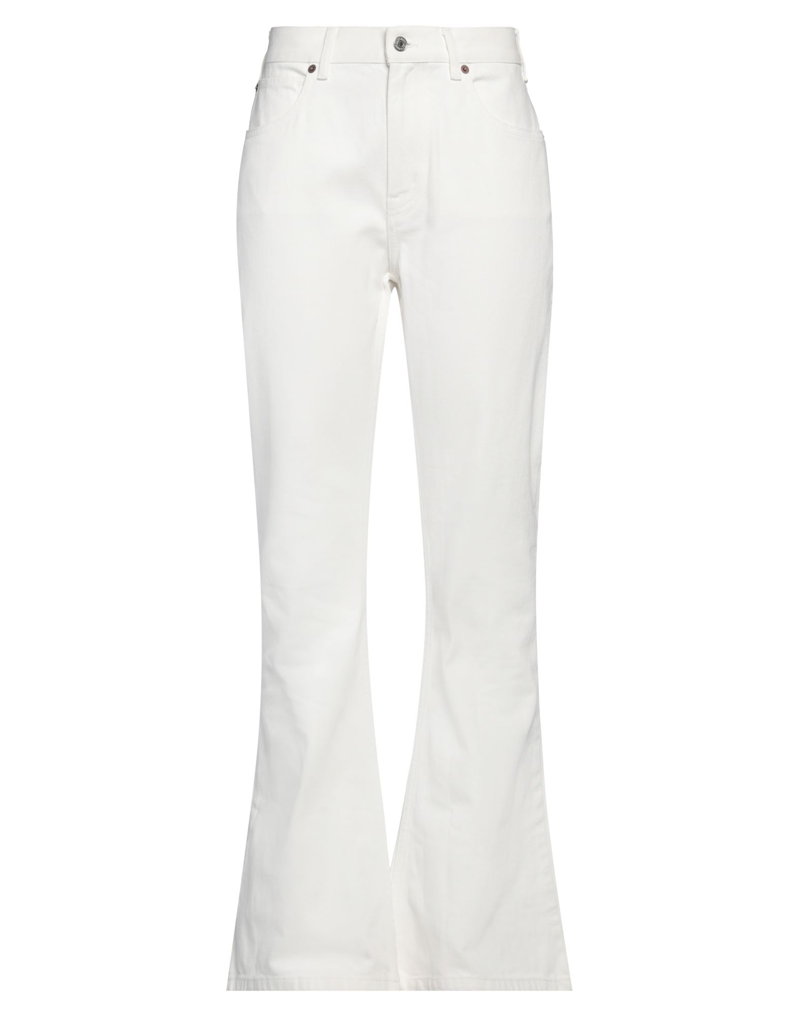 플레어 진, 데님, 솔리드 컬러, 브랜드 로고, 컬러 워싱, 하이 웨이스트, 레귤러 핏, 1 버튼, 지퍼 여밈, 멀티 포켓, 세탁기 세탁 또는 드라이클리닝, 표백 금지, 건조기 사용불가, 이 브랜드는 사이즈가 크게 나옵니다. 이미지