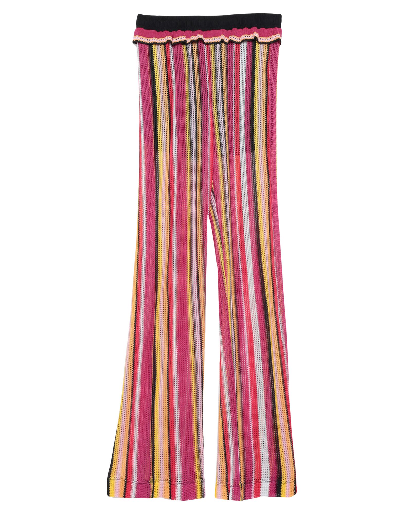 니트 소재, 라이트웨이트 니트, 장식 부착 없음, 멀티컬러 패턴, 하이 웨이스트, 컴포트 핏, 포켓 없음, 스트레이트 레그 팬츠. 이미지