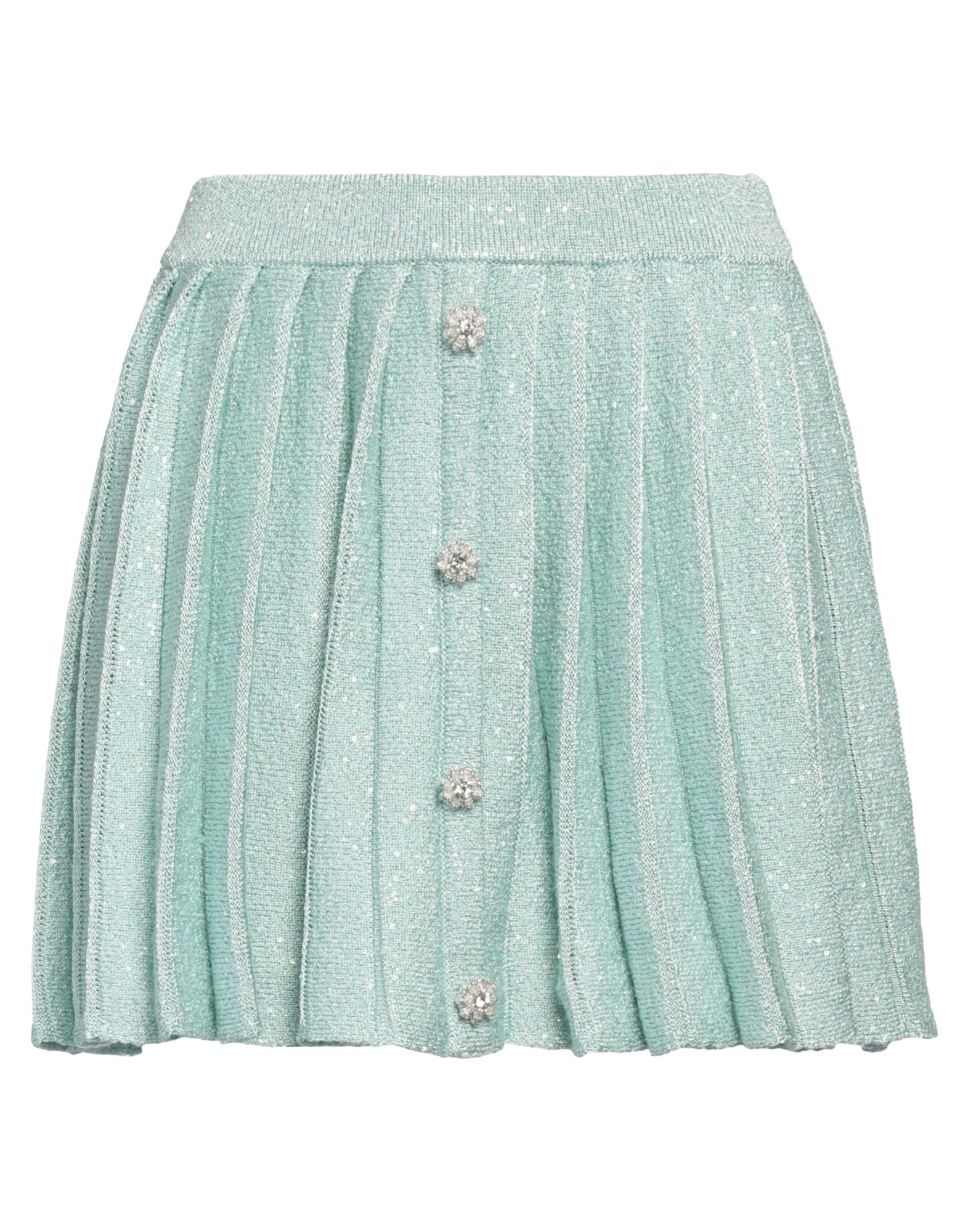 플리츠 스커트, 니트 소재, 미디엄웨이트 니트, 장식 디테일 솔리드 컬러, 버튼 장식, 시퀸, 안감없음, 포켓 없음, 드라이클리닝, 표백 금지, 건조기 사용불가, 다림질 금지. 이미지