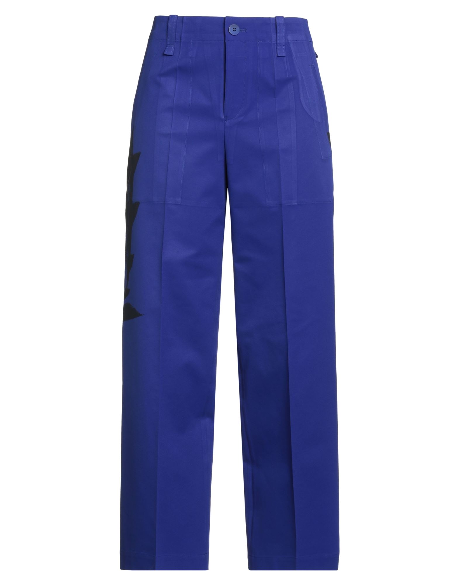 스트레이트 레그 팬츠, 테크니컬 패브릭, 프린트 디테일 솔리드 컬러, 장식 부착 없음, 하이 웨이스트, 벨트 루프, 레귤러 핏, 버튼 여밈, 멀티 포켓, 손세탁, 표백 금지, 건조기 사용불가. 이미지