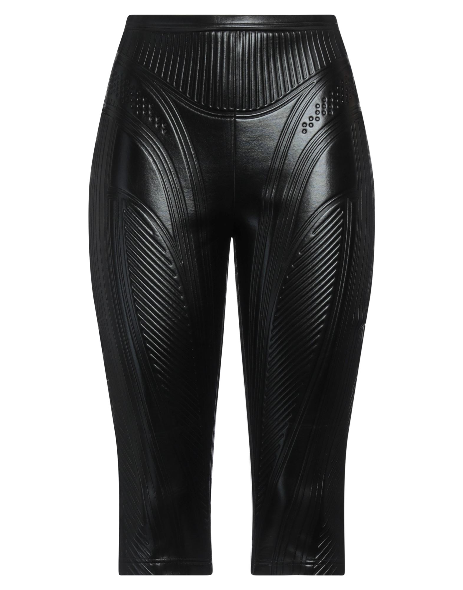 스키니 팬츠, 스쿠버 원단, 리브(rib) 조직, 솔리드 컬러, 장식 부착 없음, 하이 웨이스트, 엘라스틱 웨이스트라인, 스키니, 포켓 없음, 손세탁 또는 드라이클리닝, 표백 금지, 건조기 사용불가, 다림질 금지, 크롭트. 이미지