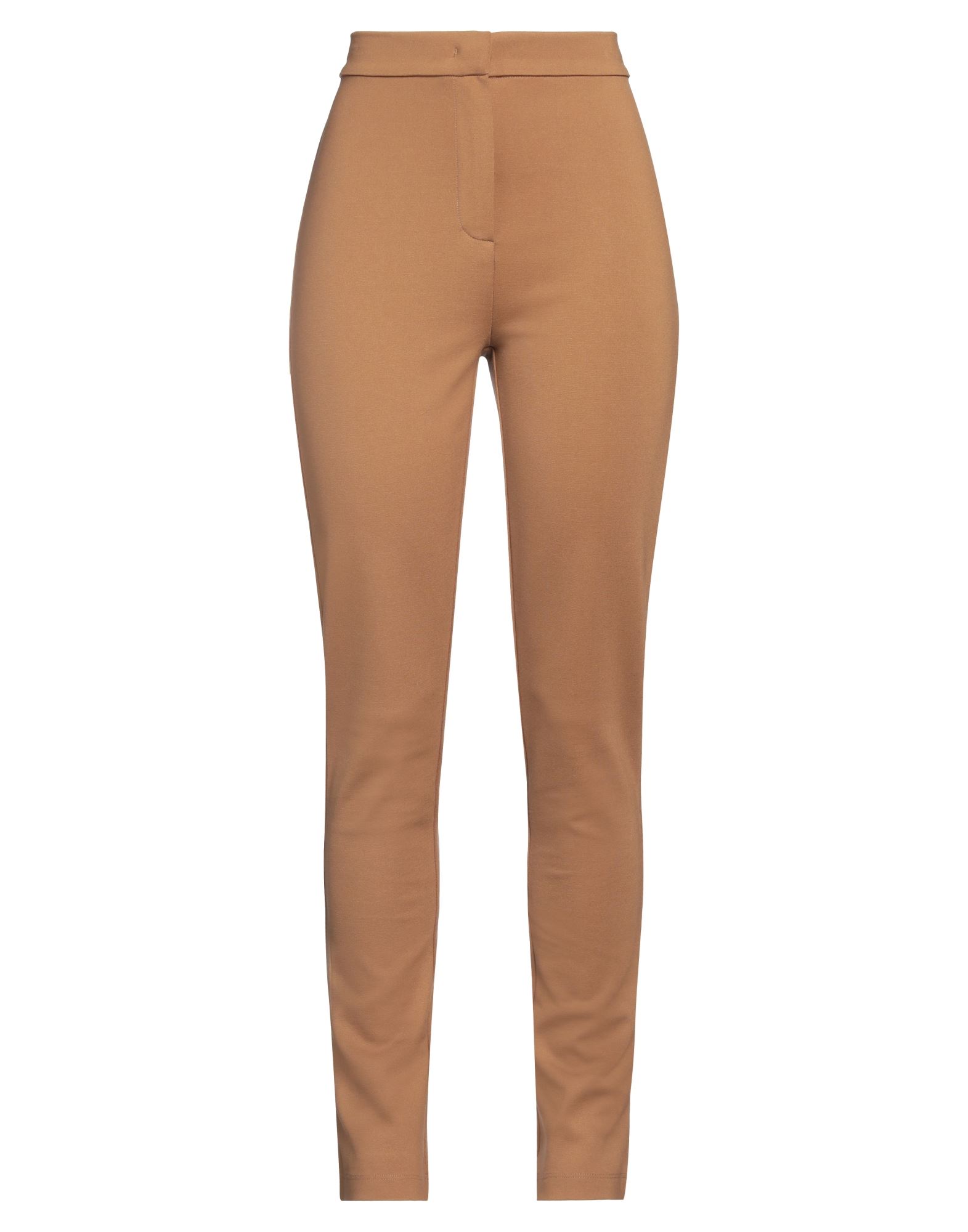 저지, 장식 부착 없음, 솔리드 컬러, 하이 웨이스트, 스트레이트 레그, 레귤러 핏, 지퍼 클로저, 훅&아이, 포켓 없음, 스트레치, 기타 바지. 이미지