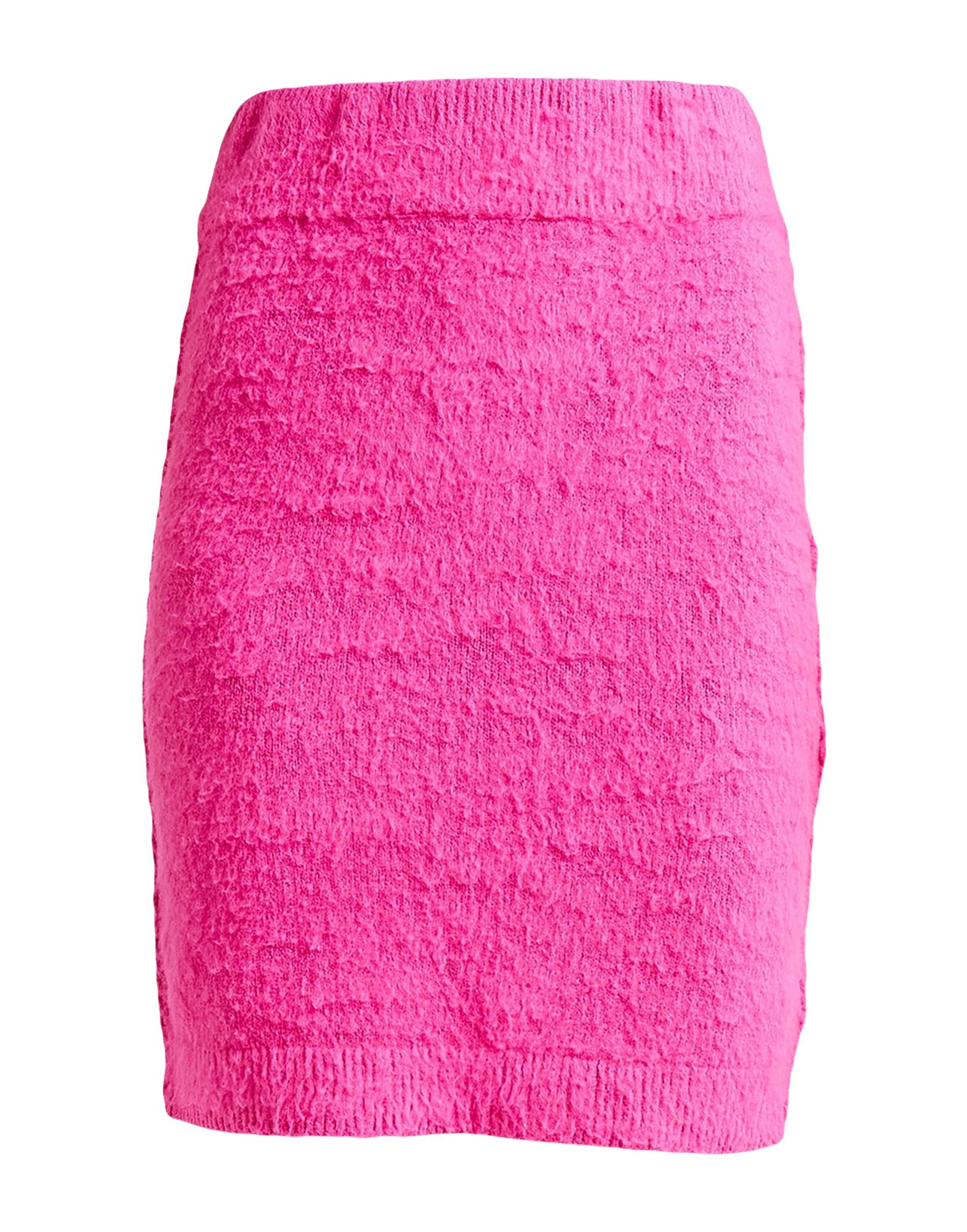 펜슬 스커트, 니트 소재, 미디엄웨이트 니트, 솔리드 컬러, 장식 부착 없음, 엘라스틱 웨이스트라인, 포켓 없음, 스트레치. 이미지