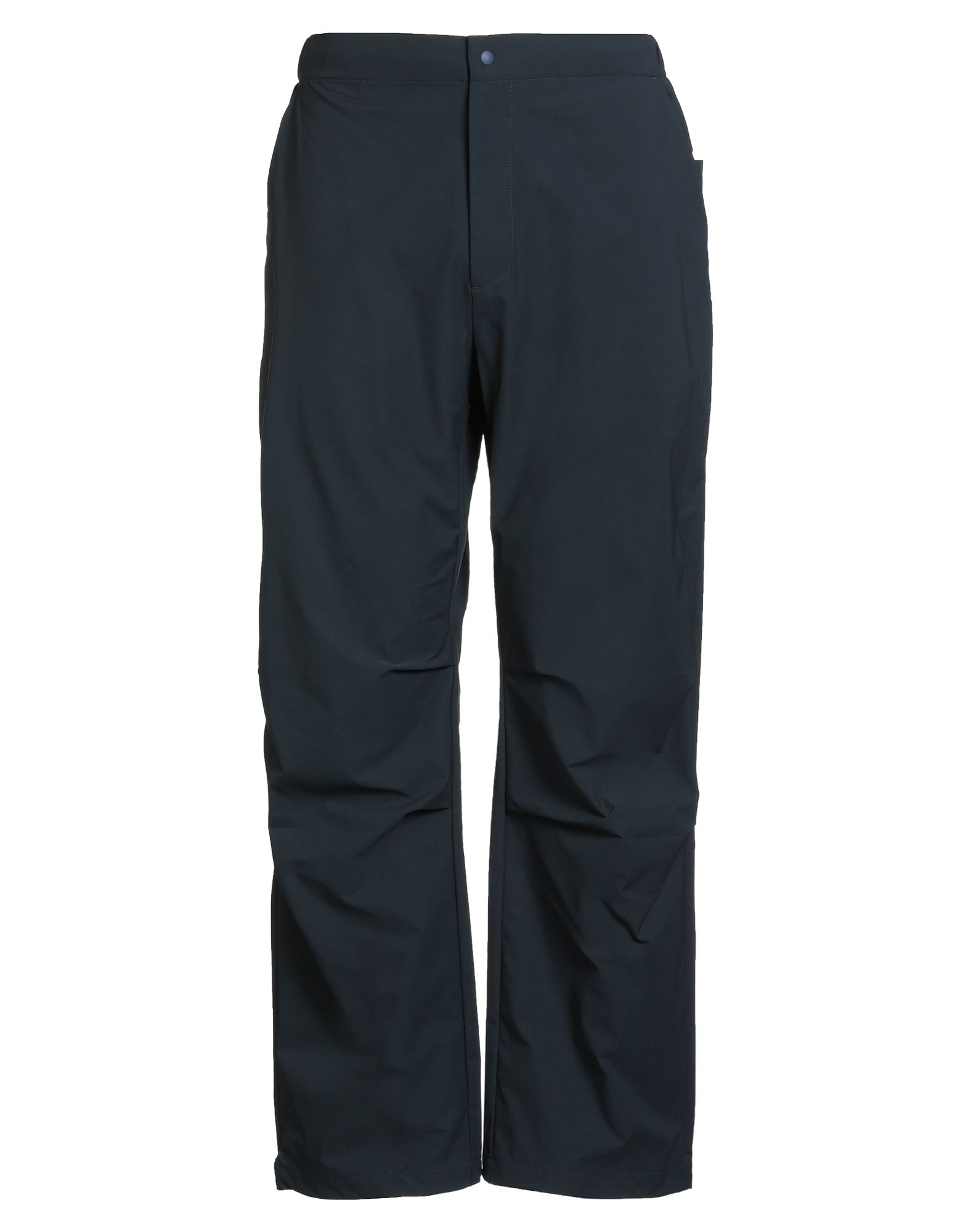 캐주얼 팬츠, 테크니컬 패브릭, 솔리드 컬러, 브랜드 로고, 하이 웨이스트, 엘라스틱 웨이스트라인, 스트레이트 레그, 레귤러 핏, 지퍼 여밈, 스냅버튼 여밈, 슬릿 포켓, 웰트 포켓, 세탁기로 세탁, 표백 금지, 건조기 사용가능. 이미지