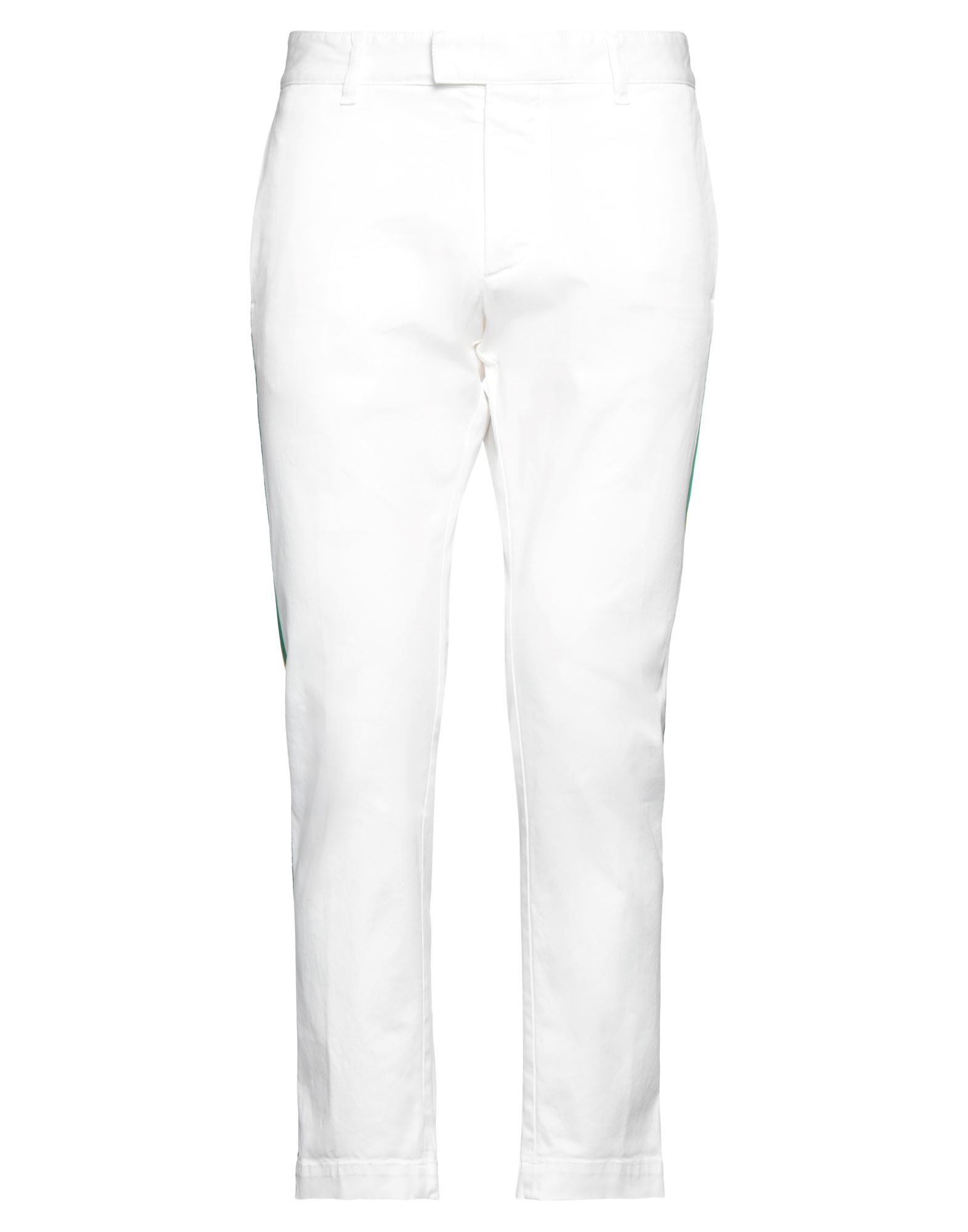 트윌, 사이드 스트라이프, 브랜드 로고, 장식 디테일 솔리드 컬러, 노멀 웨이스트, 테이퍼드 레그, 레귤러 핏, 버튼 여밈, 커프드 헴, 멀티 포켓, 스트레치, 치노. 이미지