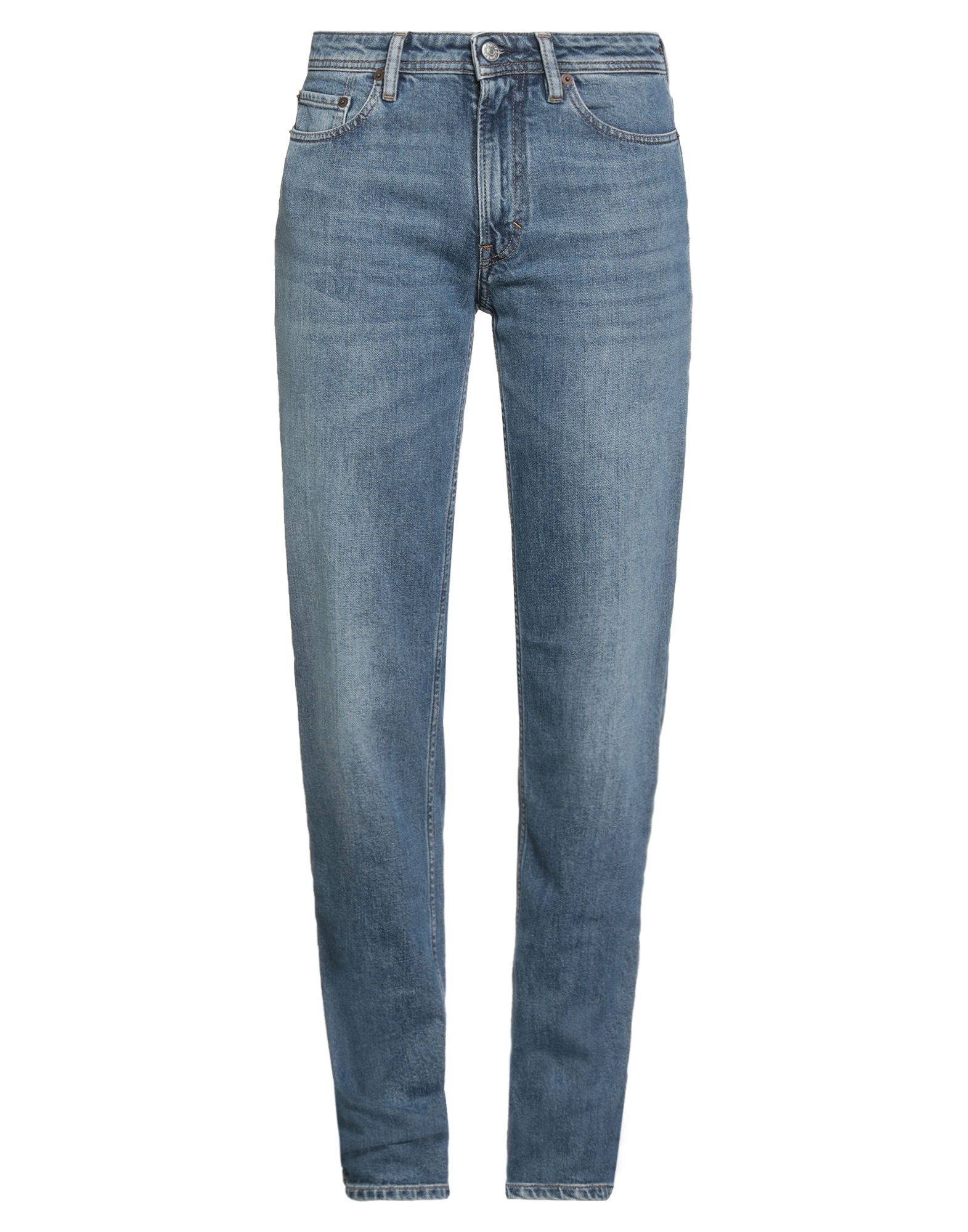 테이퍼드 진, 데님, 바랜 효과, 솔리드 컬러, 장식 부착 없음, 미디엄 워싱, 노멀 웨이스트, 벨트 루프, 레귤러 핏, 지퍼 여밈, 1 버튼, 멀티 포켓, 스트레치 패브릭, 세탁기로 세탁, 표백 금지, 건조기 사용불가. 이미지