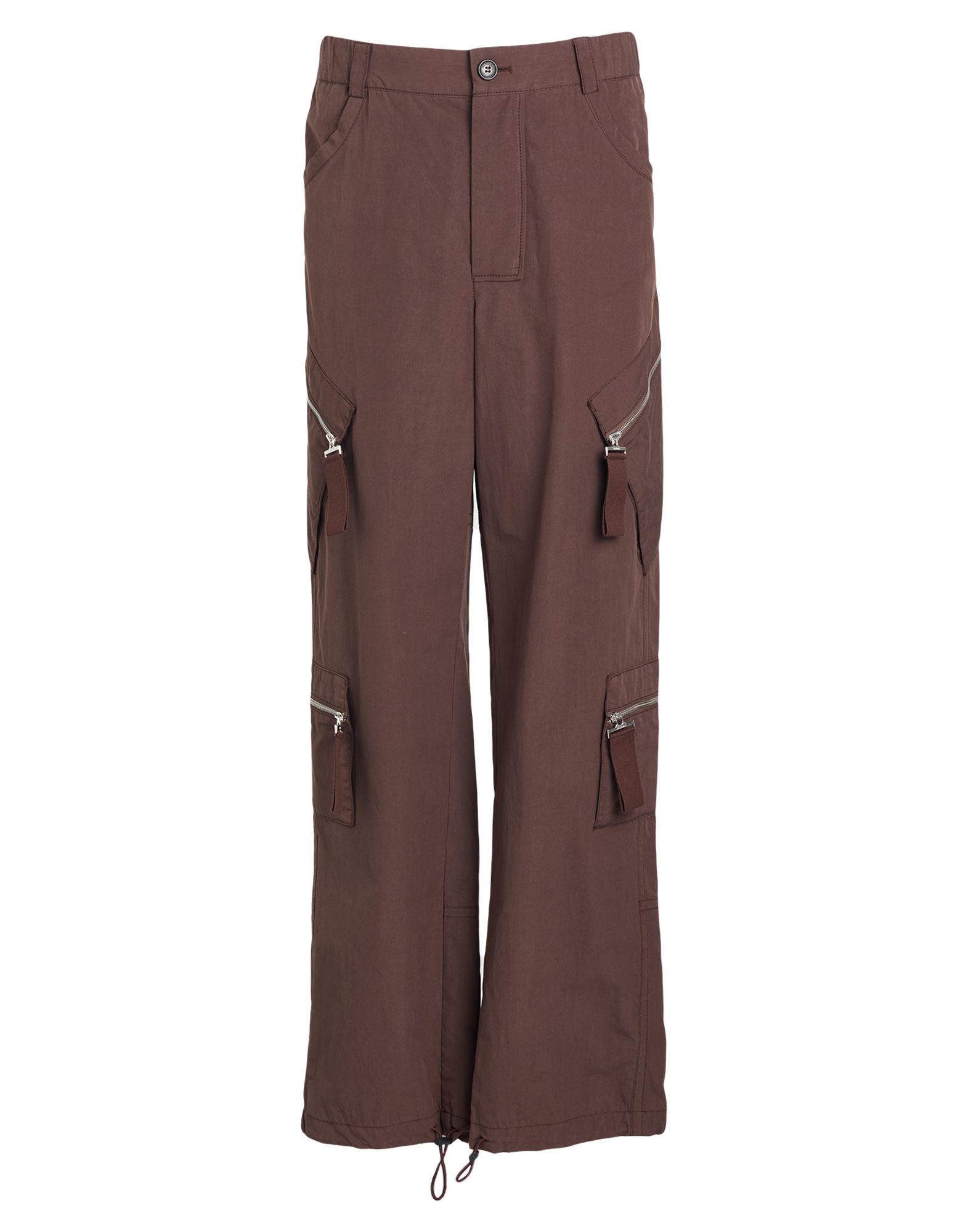 카고 팬츠, 우븐, 솔리드 컬러, 장식 부착 없음, 로우 크로치, 벨트 루프, 컴포트 핏, 1 버튼, 지퍼 여밈, 드로스트링 헴라인, 지퍼 포켓, 슬릿 포켓, 드라이클리닝, 표백 금지, 건조기 사용불가. 이미지