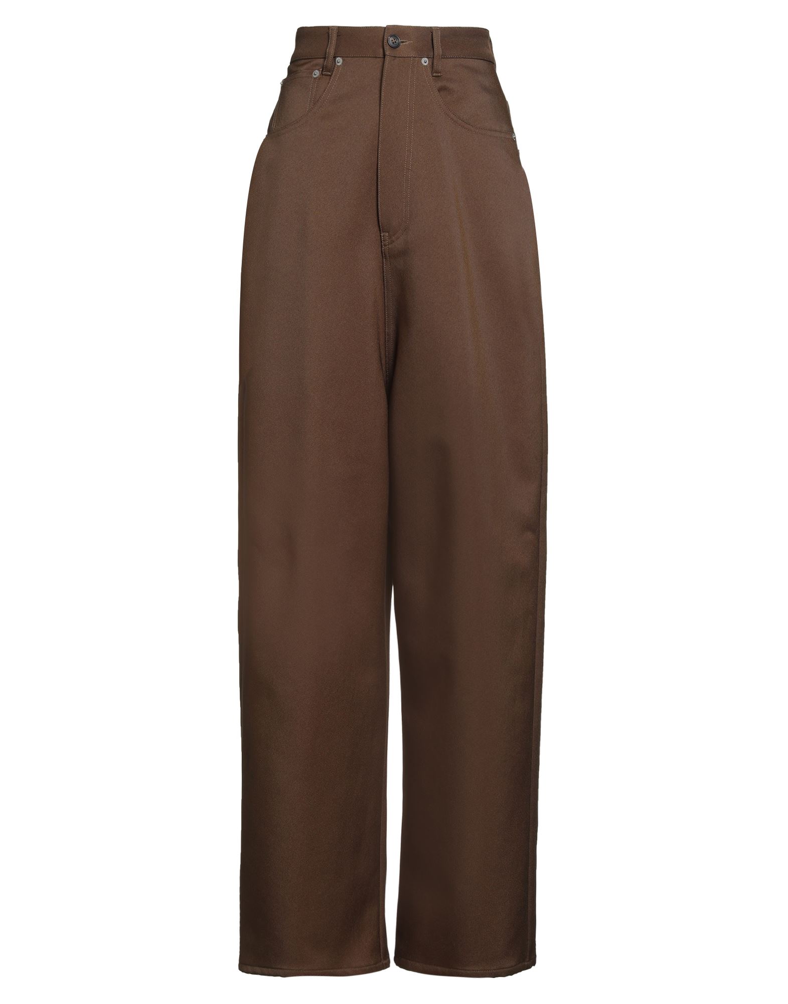 와이드 레그 팬츠, 트윌, 솔리드 컬러, 장식 부착 없음, 로우 크로치, 레귤러 핏, 지퍼 여밈, 1 버튼, 슬릿 포켓, 손세탁 또는 드라이클리닝, 표백 금지, 건조기 사용불가, 편안함과 우아함이 결합된 격식을 갖춘 세련된 포멀 오피스 룩. 이미지