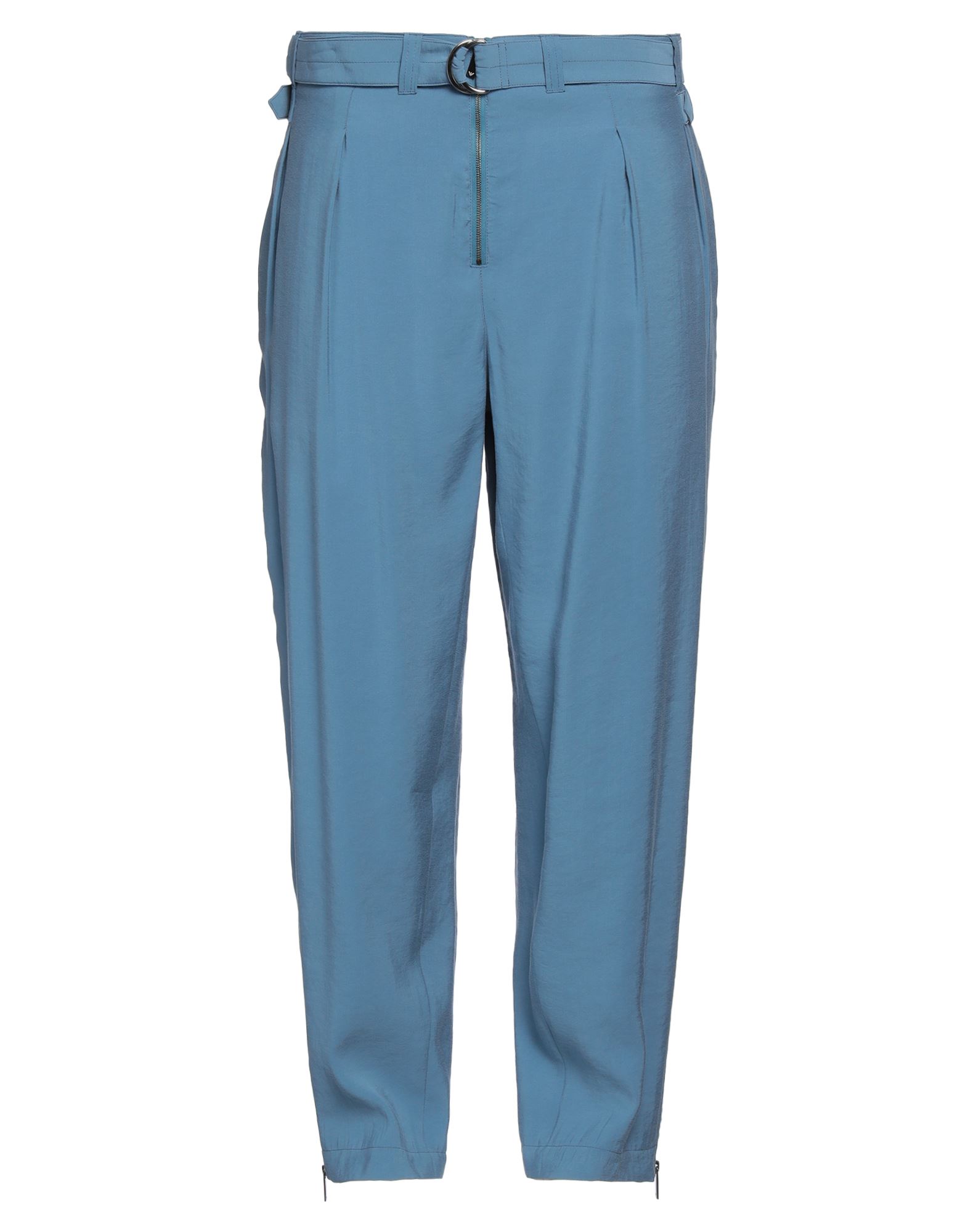 캐주얼 팬츠, 우븐, 솔리드 컬러, 벨트, 하이 웨이스트, 벨트 루프, 테이퍼드 레그, 레귤러 핏, 지퍼 여밈, 멀티 포켓, 세탁기 세탁 또는 드라이클리닝, 건조기 사용불가. 이미지