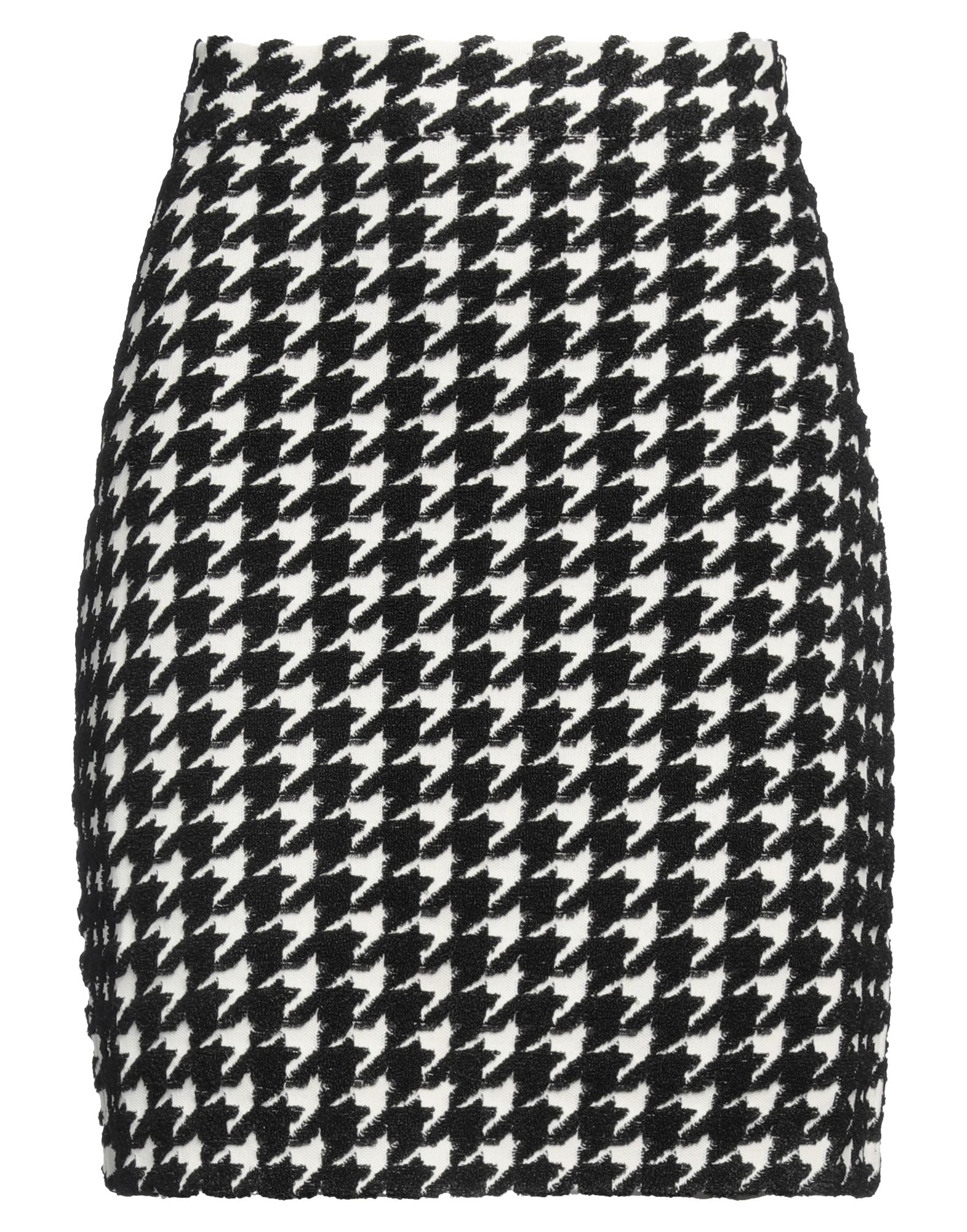 플레어 스커트, 부클레, 니트 소재, 라이트웨이트 니트, 하운드투스, 장식 부착 없음, 안감없음, 드라이클리닝, 표백 금지, 건조기 사용불가. 이미지