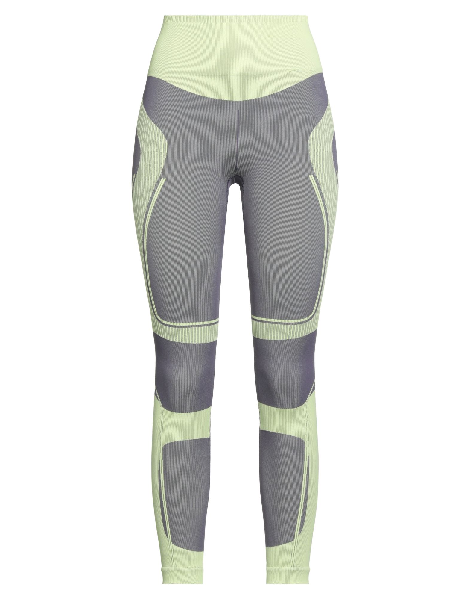 스포츠 레깅스, 니트 소재, 라이트웨이트 니트, 투톤 패턴, 브랜드 로고, 노멀 웨이스트, 스키니, 스트레치, 세탁기로 세탁, 표백 금지, 건조기 사용불가, 운동이나 야외 활동에 적합한, 스타일과 편안함을 모두 갖춘 퍼포먼스 스포츠웨어. 이미지