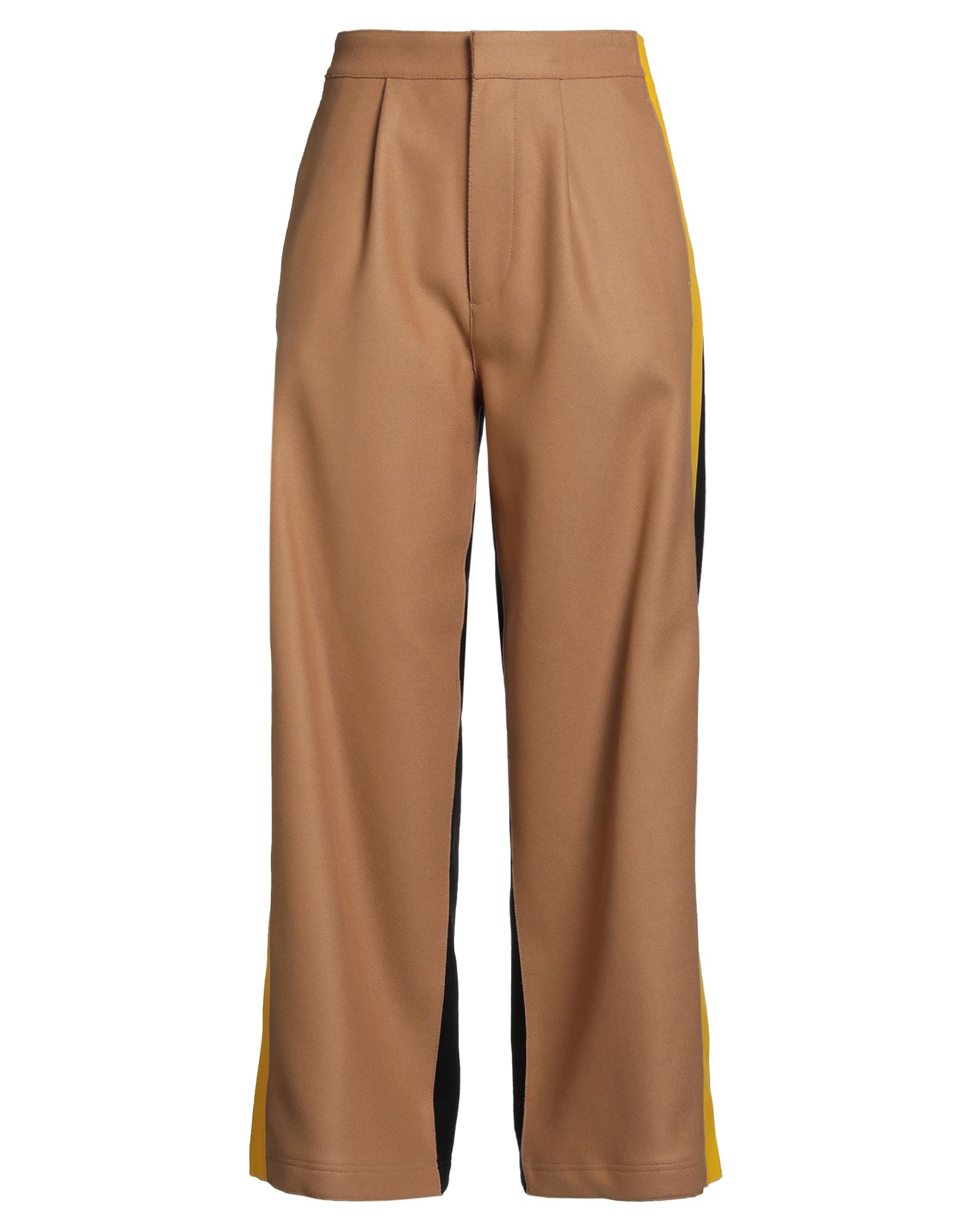 와이드 레그 팬츠, 펠트, 플리스, 멀티컬러 패턴, 다트, 코팅 패브릭 트리밍, 브랜드 로고, 하이 웨이스트, 엘라스틱 웨이스트라인, 컴포트 핏, 지퍼 여밈, 후크 여밈, 슬릿 포켓, 드라이클리닝, 표백 금지, 건조기 사용불가. 이미지