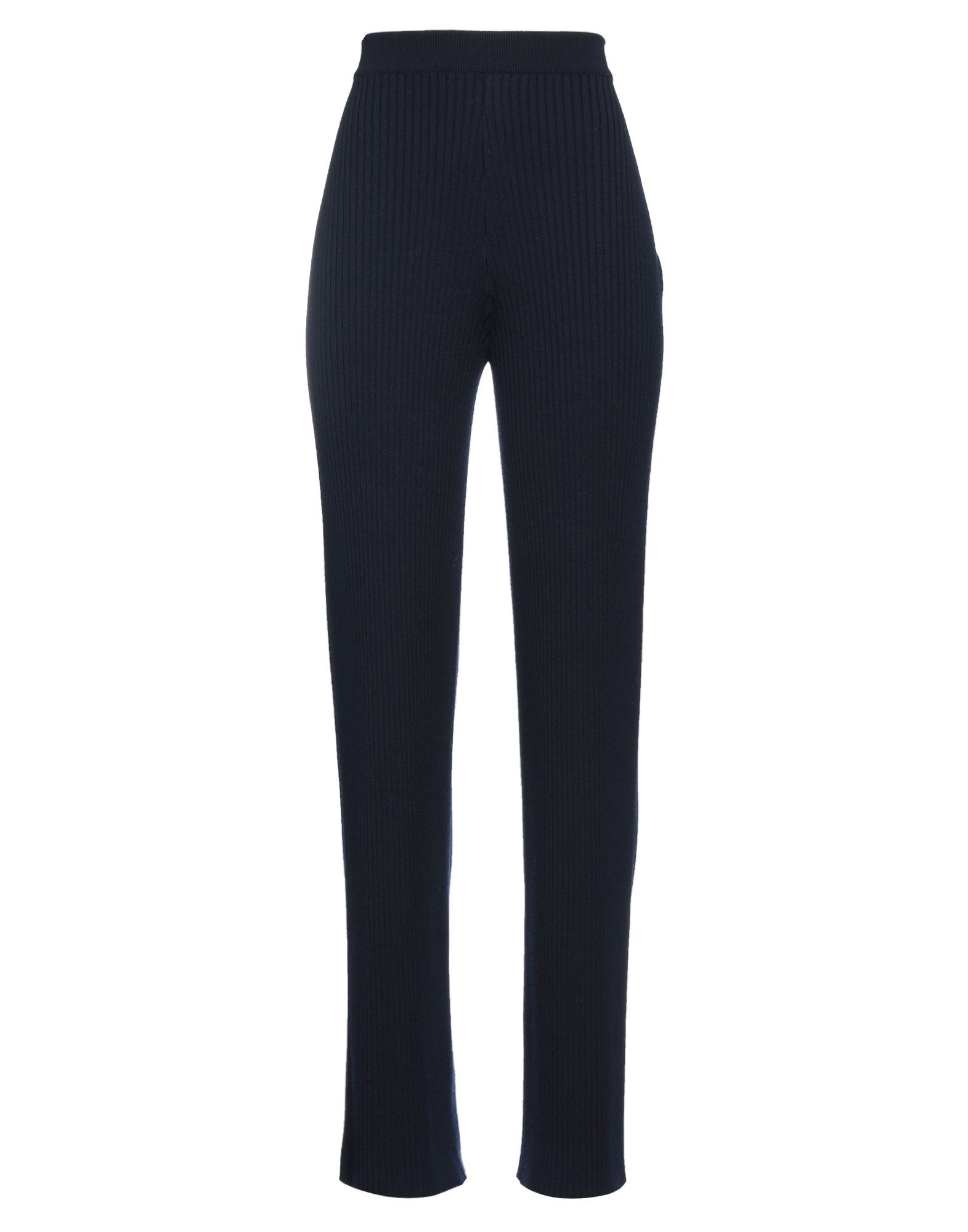 니트 소재, 미디엄웨이트 니트, 장식 부착 없음, 솔리드 컬러, 하이 웨이스트, 엘라스틱 웨이스트, 스트레이트 레그, 컴포트 핏, 포켓 없음, 기타 바지, 라지 핏. 이미지