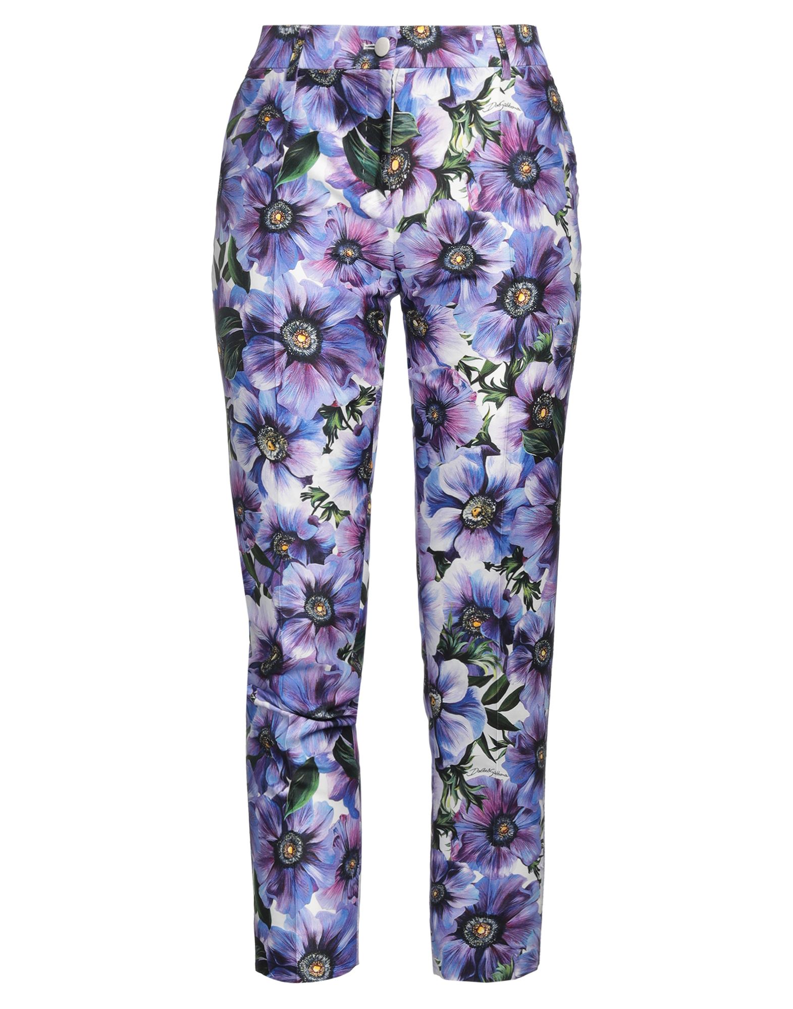 평직, 브랜드 로고, 플로럴 모티브, 노멀 웨이스트, 스트레이트 레그, 레귤러 핏, 지퍼 클로저, 버튼 여밈, 멀티 포켓, 테일러드. 이미지