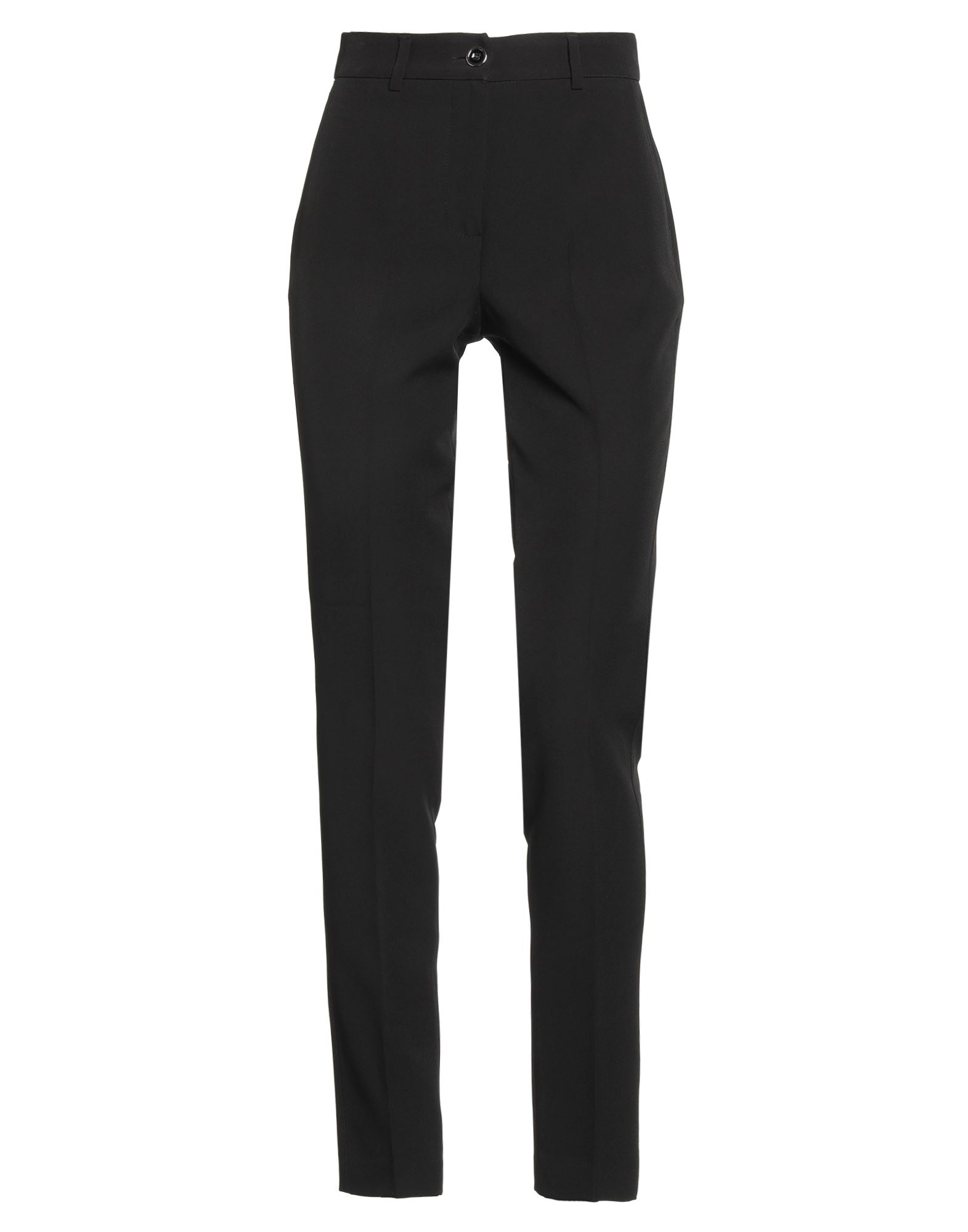 테이퍼드 팬츠, 크레이프, 스트레치 패브릭, 솔리드 컬러, 브랜드 로고, 노멀 웨이스트, 벨트 루프, 레귤러 핏, 지퍼 여밈, 1 버튼, 슬릿 포켓, 장식 포켓, 세탁기 세탁 또는 드라이클리닝, 표백 금지, 건조기 사용불가. 이미지