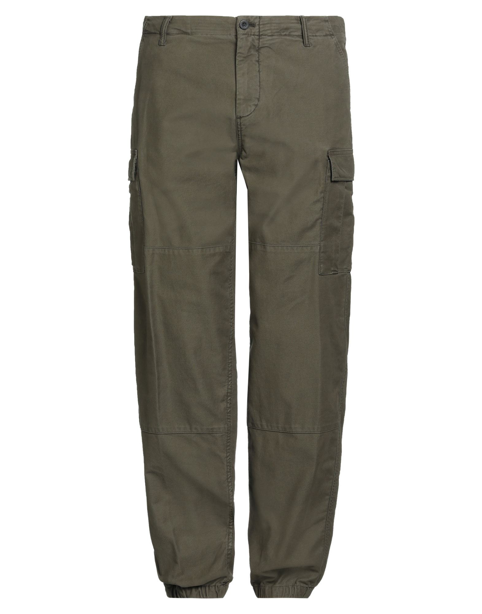 카고 팬츠, 개버딘, 스트레치 패브릭, 솔리드 컬러, 브랜드 로고, 하이 웨이스트, 레귤러 핏, 1 버튼, 지퍼 여밈, 멀티 포켓, 세탁기 세탁 또는 드라이클리닝, 표백 금지, 건조기 사용불가. 이미지