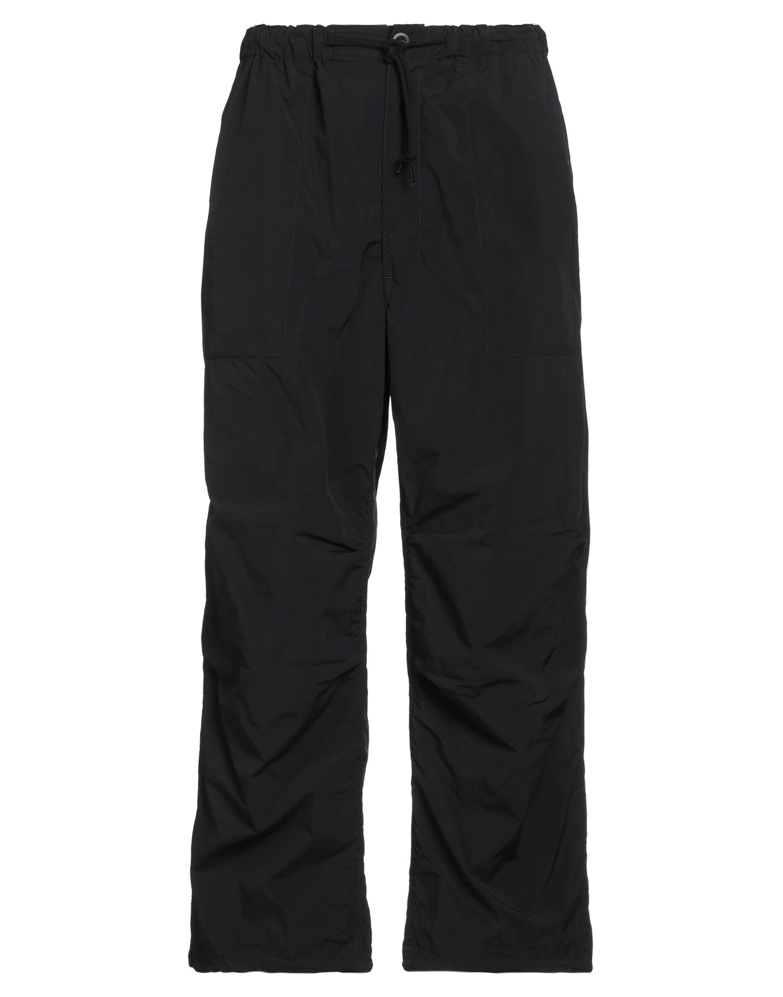 트랙 팬츠, 테크니컬 패브릭, 솔리드 컬러, 장식 부착 없음, 하이 웨이스트, 드로스트링 웨이스트, 레귤러 핏, 지퍼 여밈, 버튼 여밈, 멀티 포켓, 세탁기 세탁 또는 드라이클리닝, 표백 금지, 건조기 사용불가. 이미지