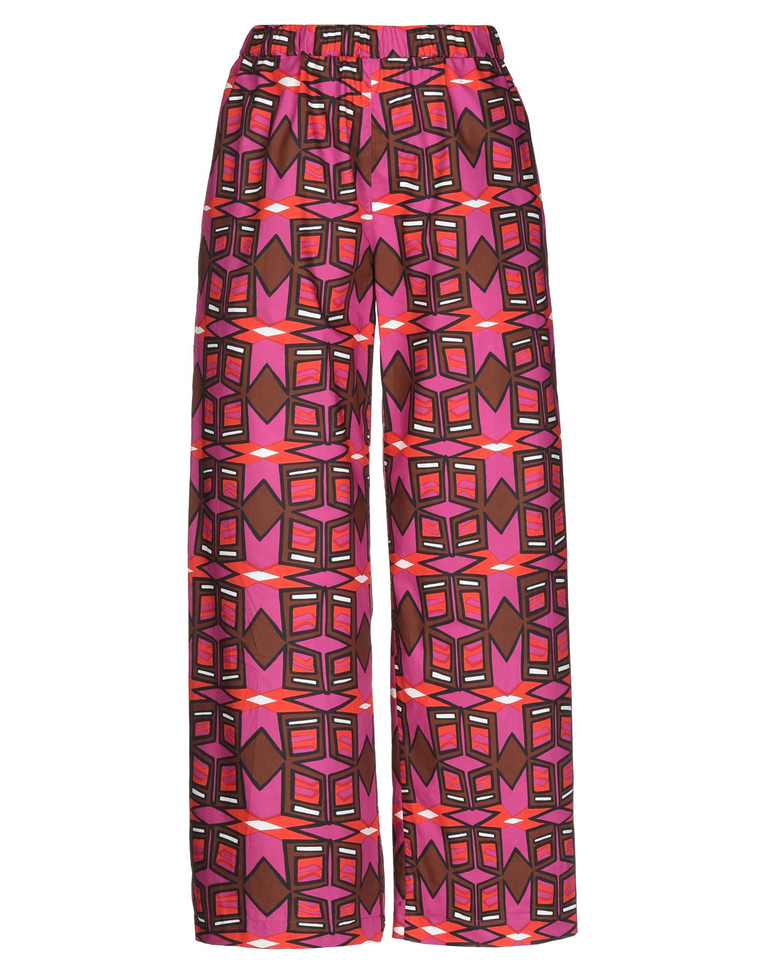 와이드 레그 팬츠, 우븐, 멀티컬러 패턴, 장식 부착 없음, 노멀 웨이스트, 컴포트 핏, 멀티 포켓. 이미지