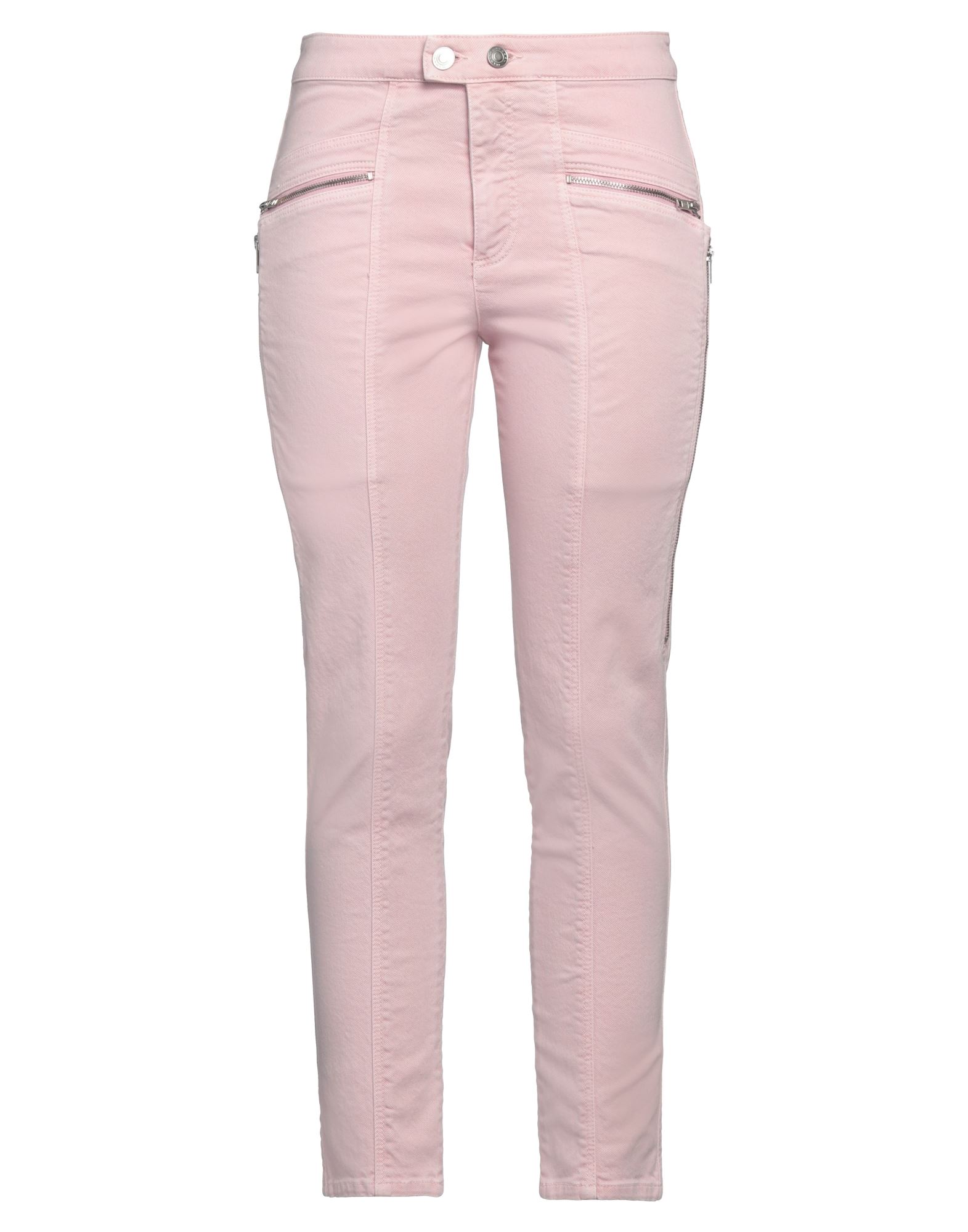 테이퍼드 진, 데님, 가죽 인서트, 브랜드 로고, 솔리드 컬러, 컬러 워싱, 하이 웨이스트, 레귤러 핏, 버튼 여밈, 지퍼 여밈, 멀티 포켓, 스트레치, 세탁기 세탁 또는 드라이클리닝, 표백 금지, 건조기 사용불가, 동물성 비섬유 자재 함유. 이미지