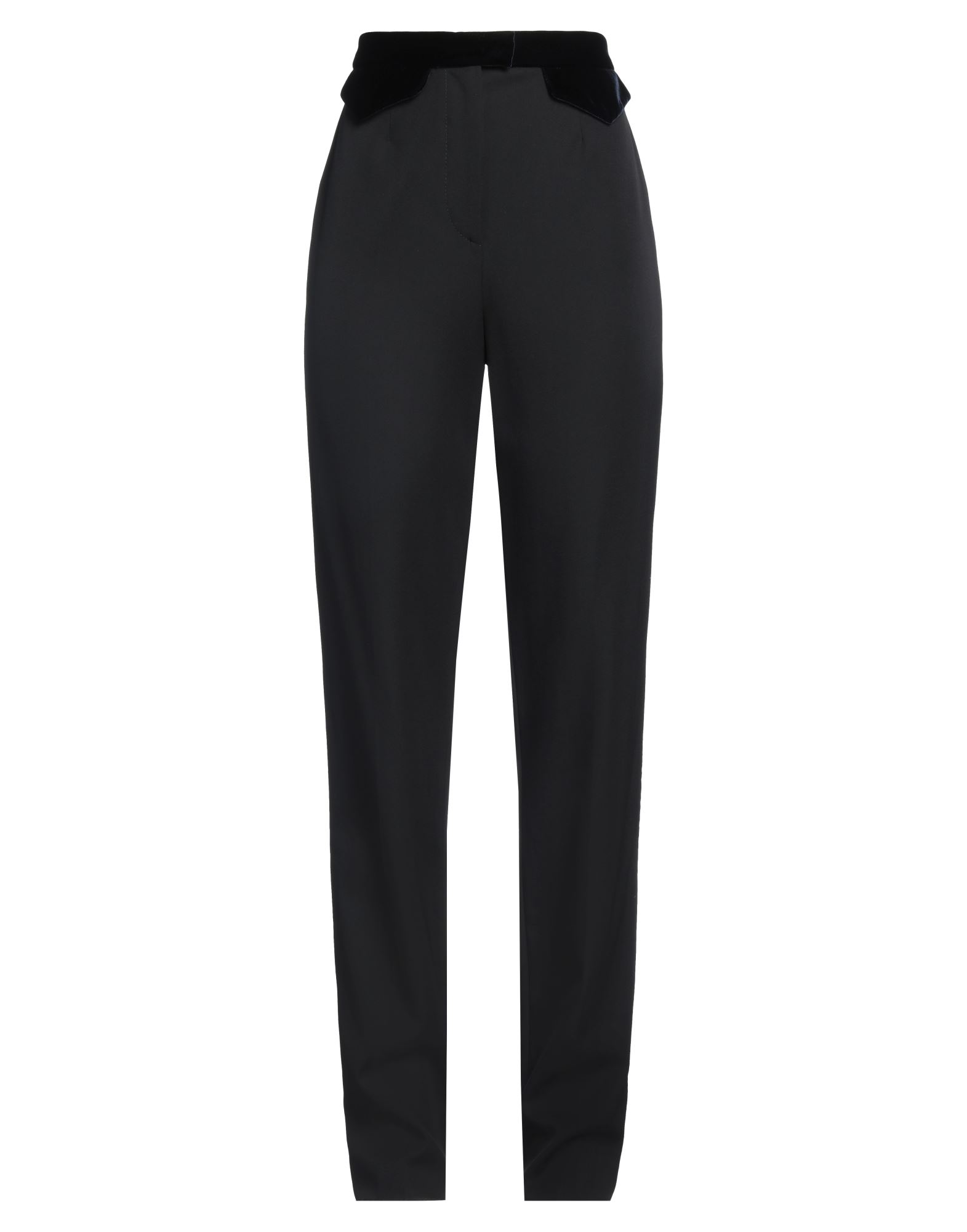 스트레이트 레그 팬츠, 울, 벨벳, 솔리드 컬러, 사이드 스트라이프, 하이 웨이스트, 레귤러 핏, 지퍼 여밈, 후크 여밈, 플랩 포켓, 드라이클리닝, 표백 금지, 건조기 사용불가, 이 브랜드는 사이즈가 크게 나옵니다. 이미지