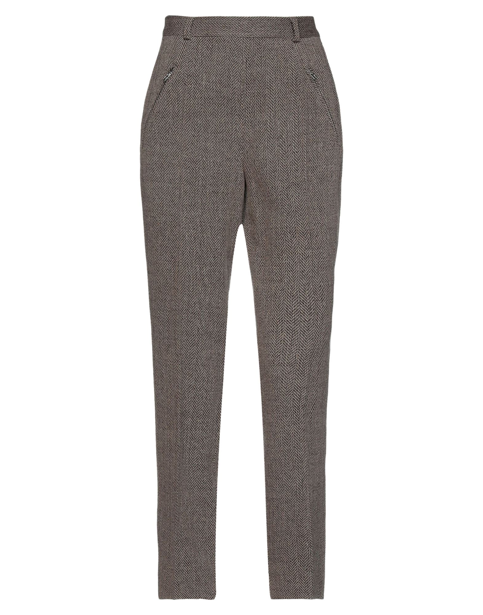 테이퍼드 팬츠, 브러시드 펠트, 헤링본, 장식 부착 없음, 하이 웨이스트, 스키니, 지퍼 여밈, 멀티 포켓, 동물성 비섬유 자재 함유. 이미지