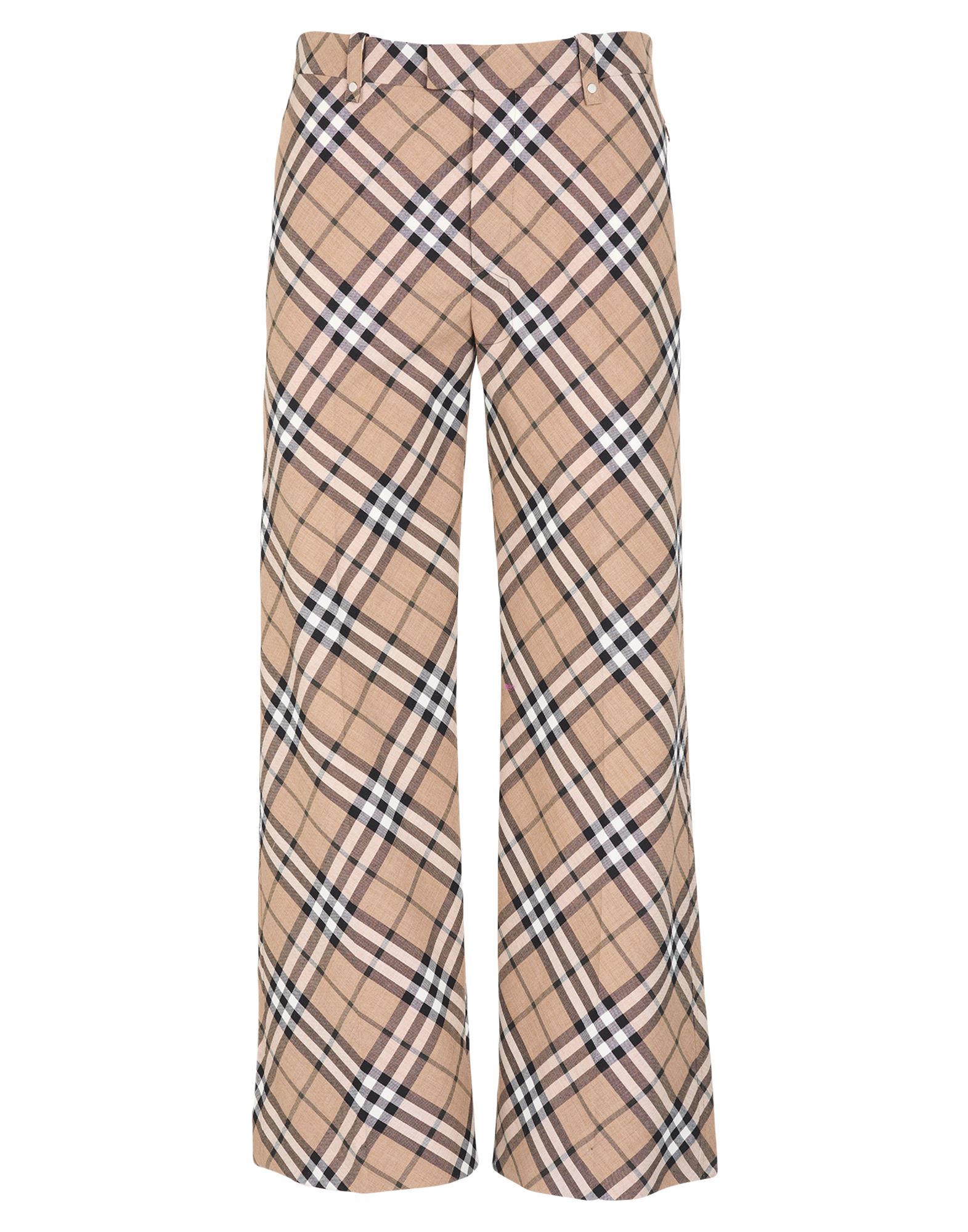 캐주얼 팬츠, 우븐, 시그니처 프린트, 장식 부착 없음, 하이 웨이스트, 와이드 레그, 레귤러 핏, 지퍼 여밈, 후크 여밈, 지퍼 포켓, 드라이클리닝, 표백 금지, 건조기 사용불가. 이미지