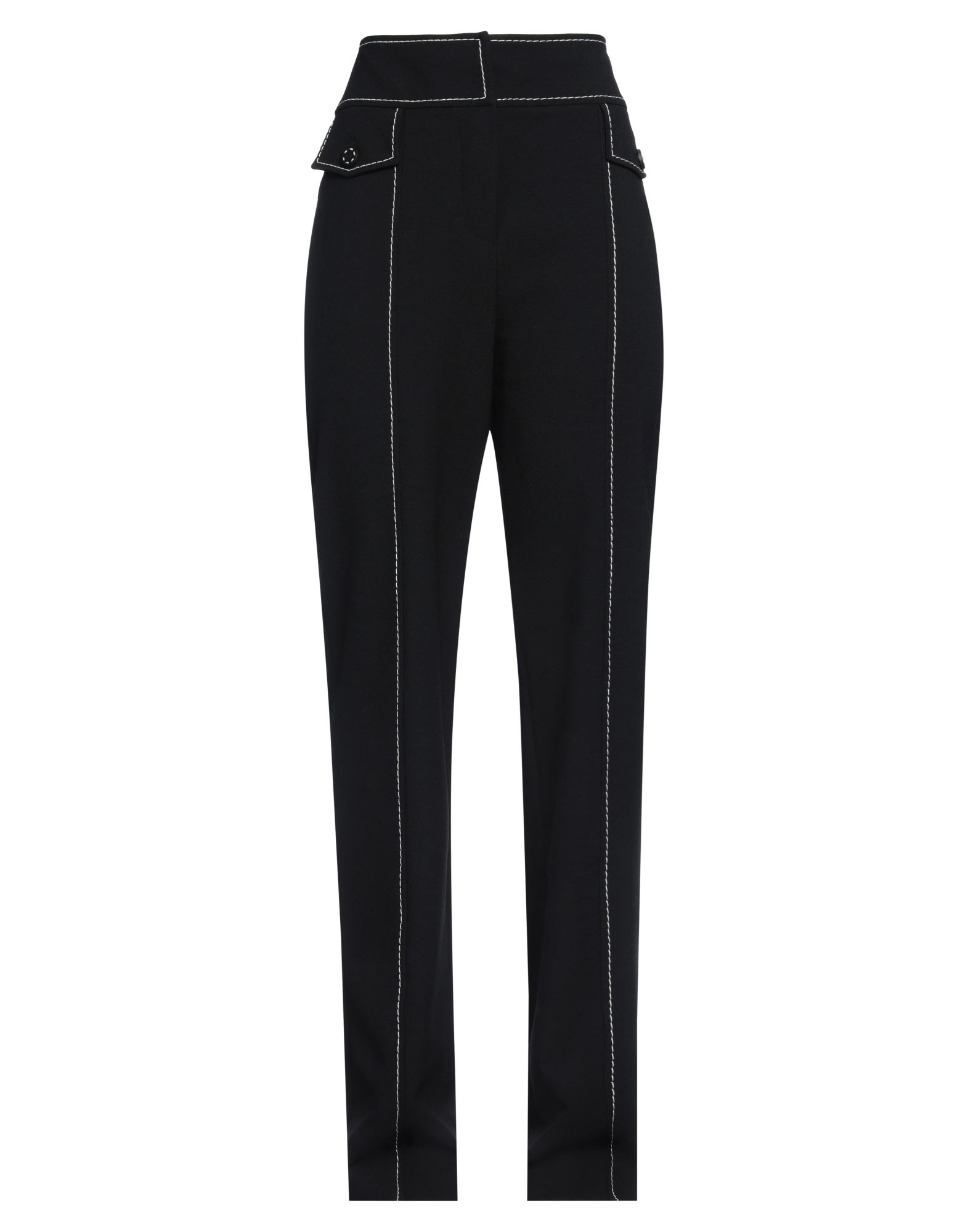 크레이프, 장식 부착 없음, 솔리드 컬러, 하이 웨이스트, 스트레이트 레그, 레귤러 핏, 지퍼 여밈, 후크 여밈, 포켓 없음, 스트레치, 동물성 비섬유 자재 함유, 테일러드. 이미지