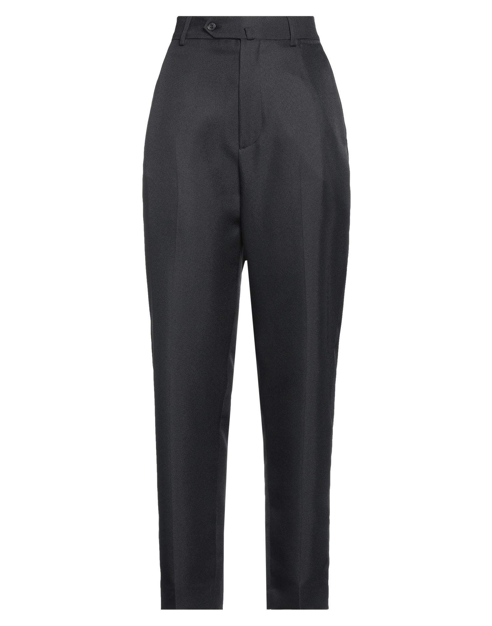 테이퍼드 팬츠, 트윌, 솔리드 컬러, 브랜드 로고, 하이 웨이스트, 벨트 루프, 레귤러 핏, 지퍼 여밈, 버튼 여밈, 슬릿 포켓, 웰트 포켓, 세탁기 세탁 또는 드라이클리닝, 표백 금지, 건조기 사용불가. 이미지