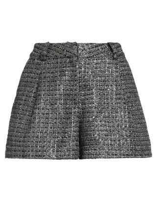 반바지, 라메, 투톤 패턴, 장식 부착 없음, 하이 웨이스트, 벨트 루프, 지퍼 여밈, 후크 여밈, 멀티 포켓, 드라이클리닝, 표백 금지, 건조기 사용불가. 이미지