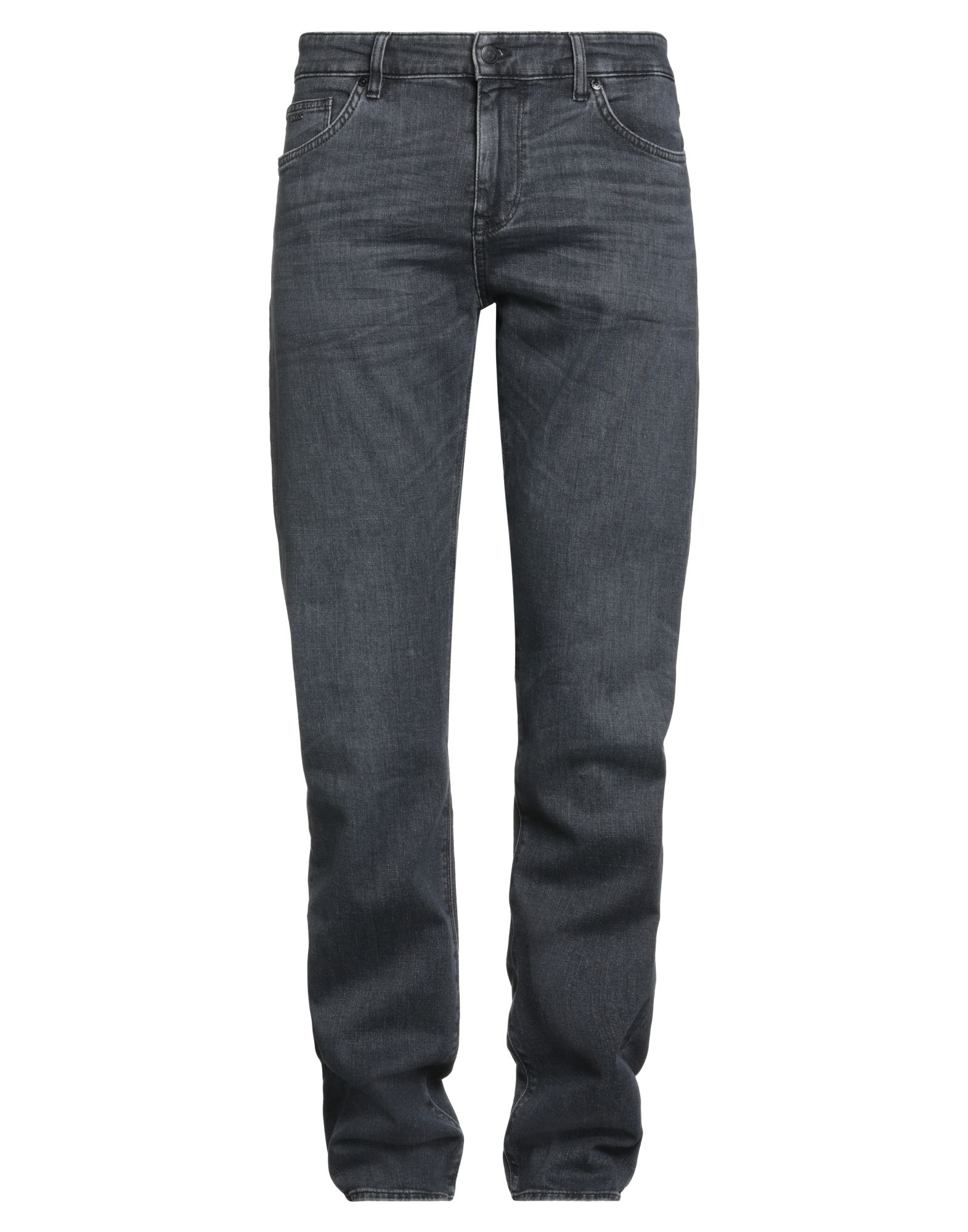 스트레이트 레그 진, 데님, 바랜 효과, 스트레치 패브릭, 솔리드 컬러, 브랜드 로고, 컬러 워싱, 노멀 웨이스트, 레귤러 핏, 1 버튼, 지퍼 여밈, 포켓 5개, 세탁기로 세탁, 표백 금지, 건조기 사용불가, 동물성 비섬유 자재 함유. 이미지