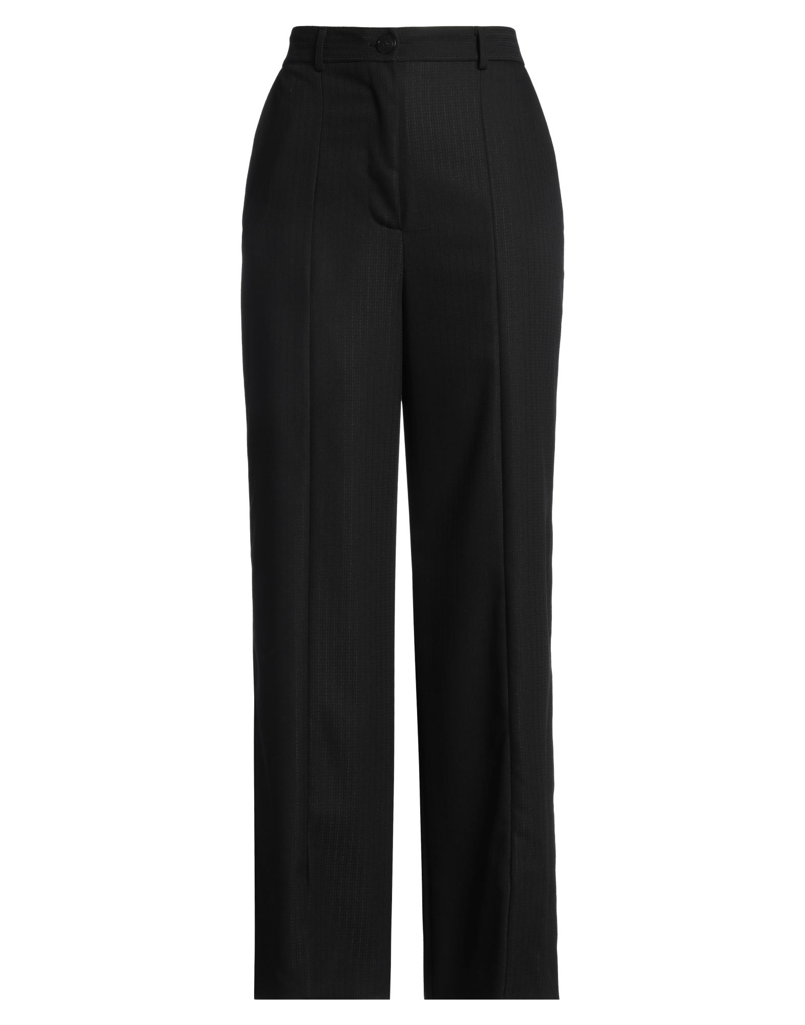 와이드 레그 팬츠, 우븐, 자카드, 솔리드 컬러, 장식 부착 없음, 하이 웨이스트, 벨트 루프, 레귤러 핏, 1 버튼, 지퍼 여밈, 멀티 포켓, 스트레치, 드라이클리닝, 표백 금지, 건조기 사용불가. 이미지