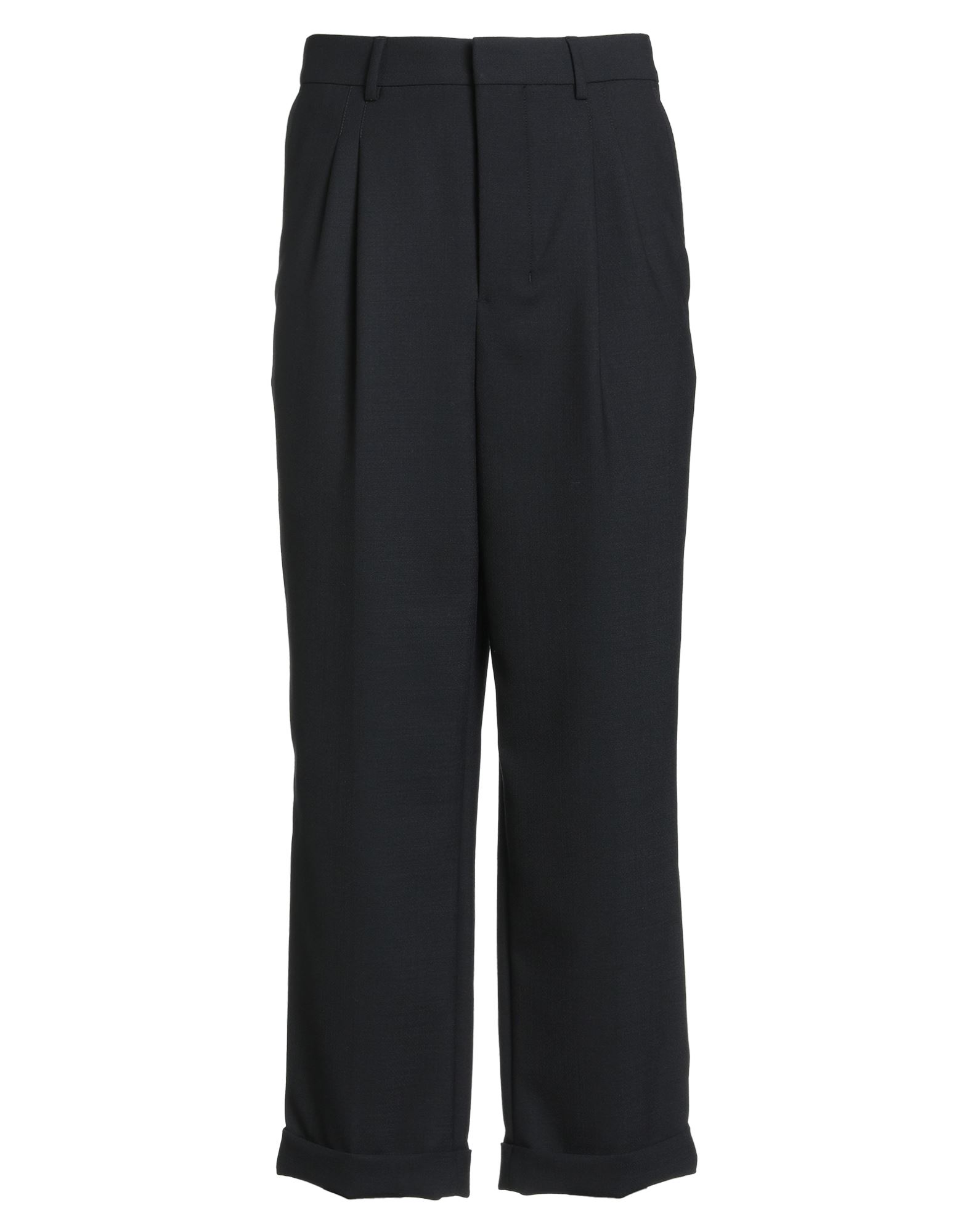 테일러드 팬츠, 플란넬, 스트레치 패브릭, 솔리드 컬러, 다트, 하이 웨이스트, 스트레이트 레그, 레귤러 핏, 버튼 여밈, 후크 여밈, 멀티 포켓, 드라이클리닝, 표백 금지, 건조기 사용불가, 이 브랜드는 사이즈가 크게 나옵니다, 크롭트. 이미지