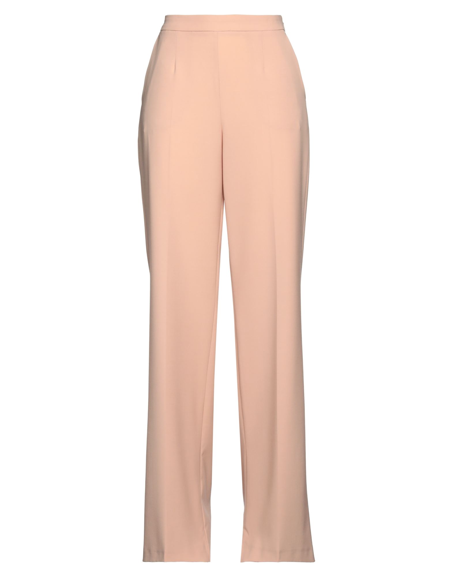 와이드 레그 팬츠, 크레이프, 솔리드 컬러, 장식 부착 없음, 하이 웨이스트, 레귤러 핏, 지퍼 여밈, 멀티 포켓, 스트레치. 이미지