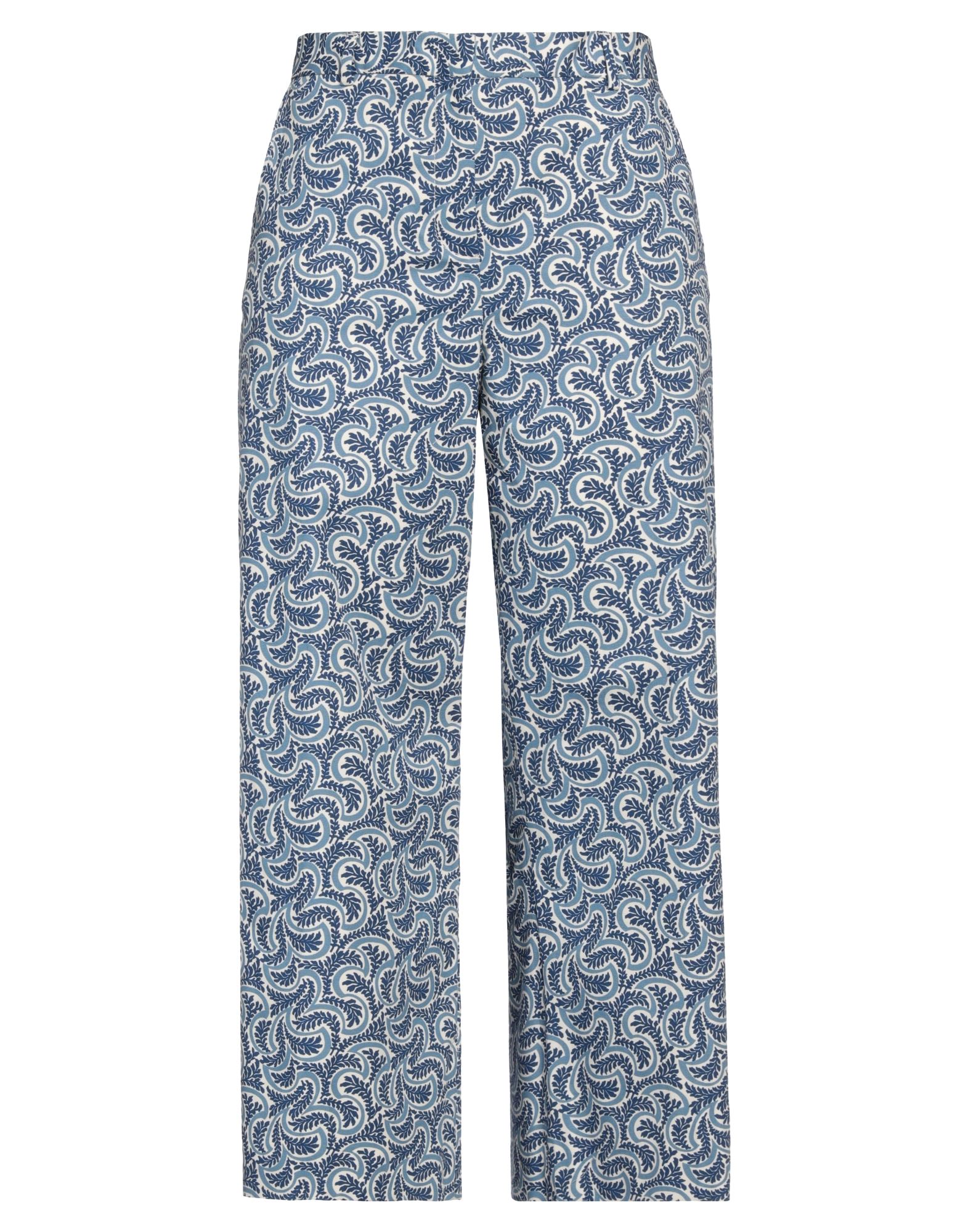 와이드 레그 팬츠, 우븐, 플로럴 모티브, 장식 부착 없음, 하이 웨이스트, 벨트 루프, 레귤러 핏, 지퍼 여밈, 멀티 포켓, 스트레치, 세탁기 세탁 또는 드라이클리닝, 표백 금지, 건조기 사용불가. 이미지