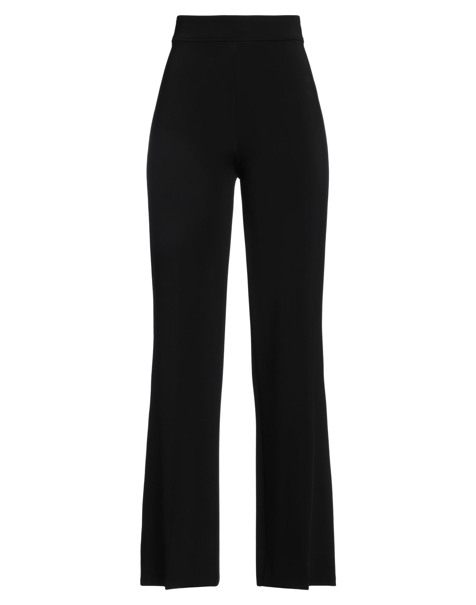 플레어 팬츠, 합성 저지, 스트레치 패브릭, 솔리드 컬러, 장식 부착 없음, 하이 웨이스트, 레귤러 핏, 지퍼 여밈, 후크 여밈, 포켓 없음, 손세탁 또는 드라이클리닝, 표백 금지, 건조기 사용불가. 이미지