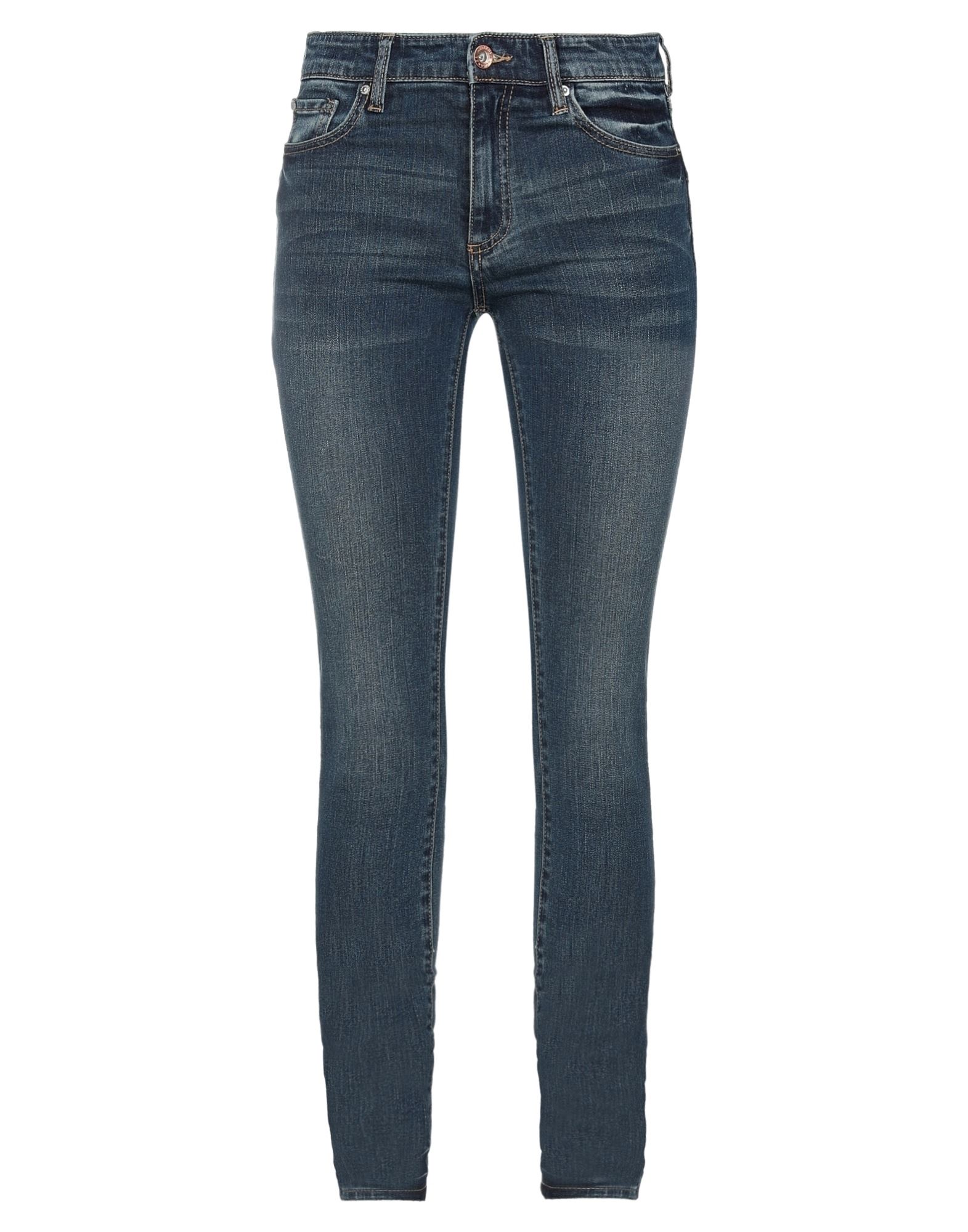 스키니 진, 데님, 바랜 효과, 솔리드 컬러, 브랜드 로고, 다크 워싱, 노멀 웨이스트, 스키니, 1 버튼, 지퍼 여밈, 멀티 포켓, 세탁기로 세탁, 표백 금지, 건조기 사용불가. 이미지