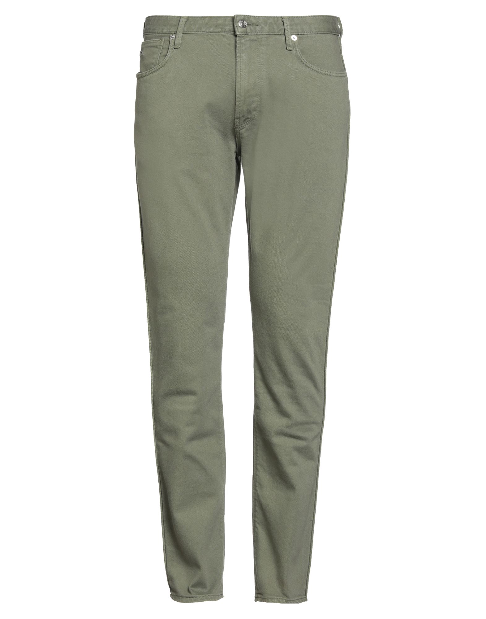 테이퍼드 진, 데님, 솔리드 컬러, 브랜드 로고, 컬러 워싱, 노멀 웨이스트, 벨트 루프, 레귤러 핏, 1 버튼, 포켓 5개, 세탁기로 세탁, 표백 금지, 건조기 사용불가. 이미지