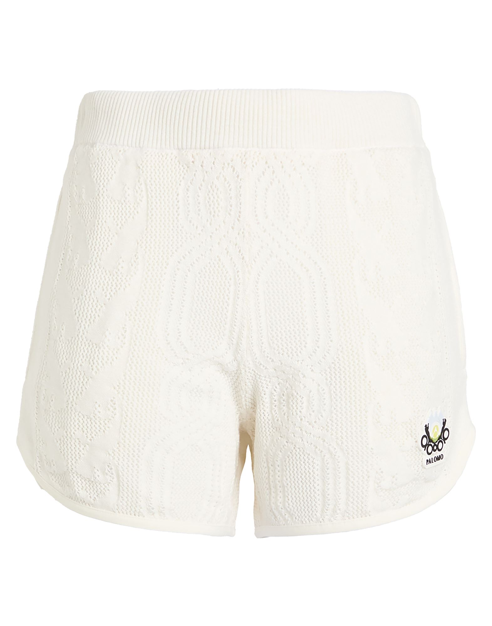 니트 소재, 자카드, 라이트웨이트 니트, 브랜드 로고, 솔리드 컬러, 하이 웨이스트, 엘라스틱 웨이스트라인, 컴포트 핏, 안감있음, 드로스트링 여밈, 멀티 포켓, lifestyle, 세탁기로 세탁, 표백 금지, 건조기 사용불가, 스포츠 쇼츠. 이미지