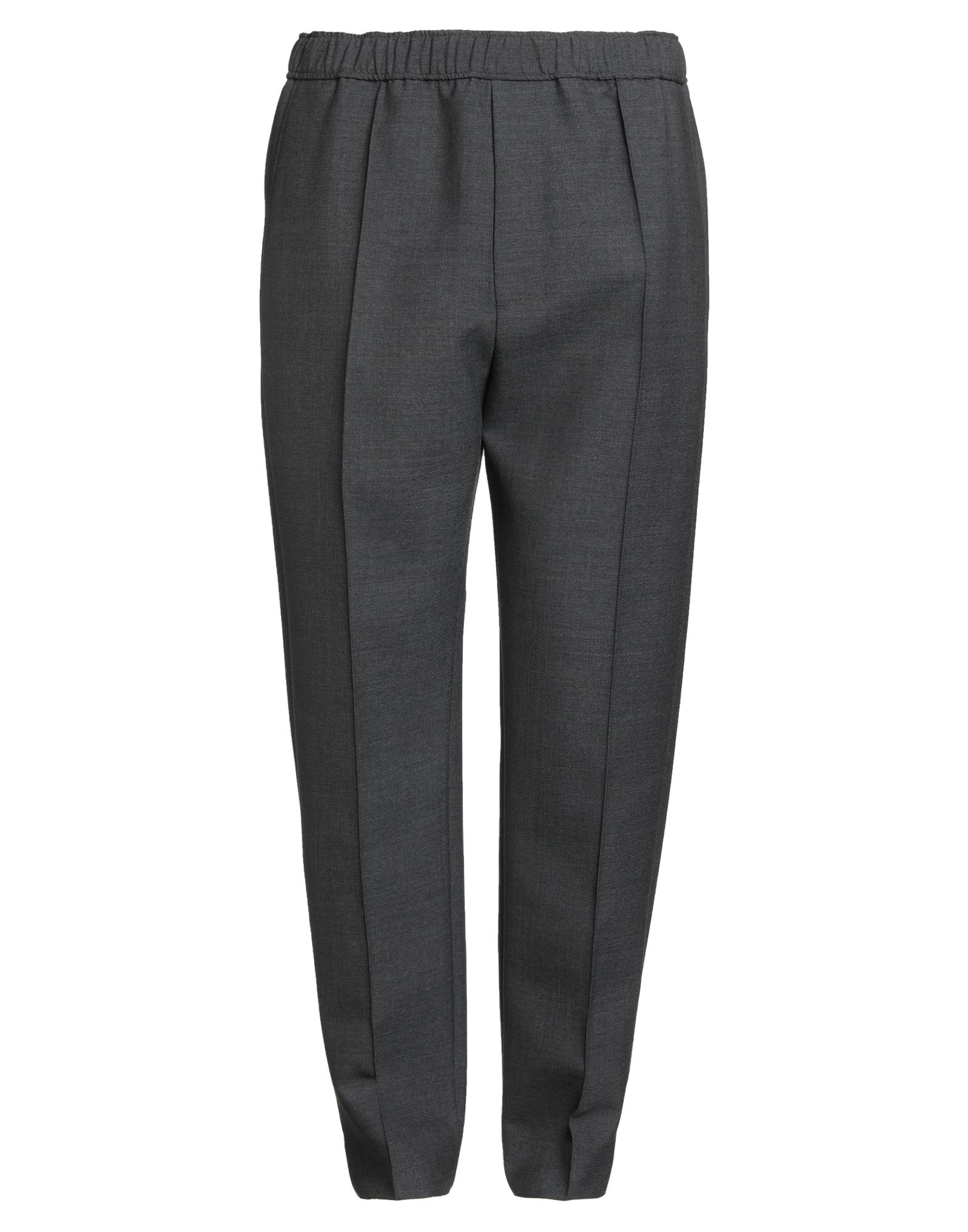 캐주얼 팬츠, 울, 솔리드 컬러, 장식 부착 없음, 하이 웨이스트, 엘라스틱 웨이스트라인, 테이퍼드 레그, 레귤러 핏, 멀티 포켓, 드라이클리닝, 표백 금지, 건조기 사용불가. 이미지