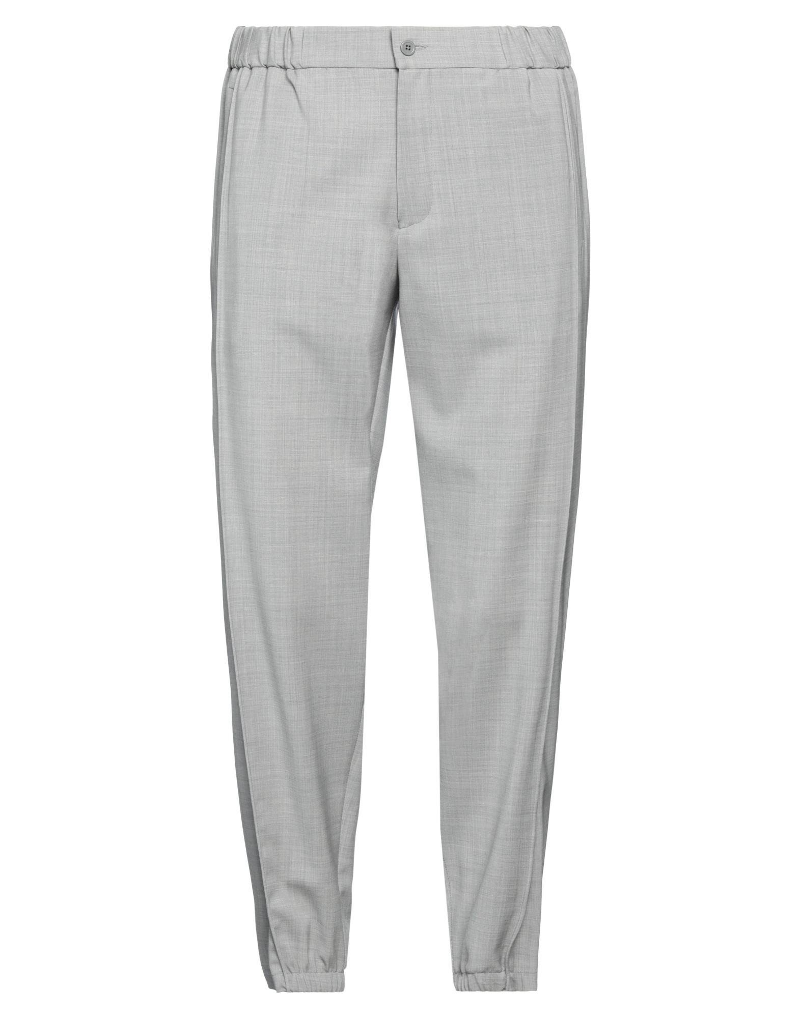 캐주얼 팬츠, 울 보일, 솔리드 컬러, 장식 부착 없음, 노멀 웨이스트, 엘라스틱 웨이스트라인, 테이퍼드 레그, 레귤러 핏, 지퍼 여밈, 1 버튼, 엘라스틱 헴라인, 웰트 포켓, 드라이클리닝, 표백 금지, 건조기 사용불가. 이미지