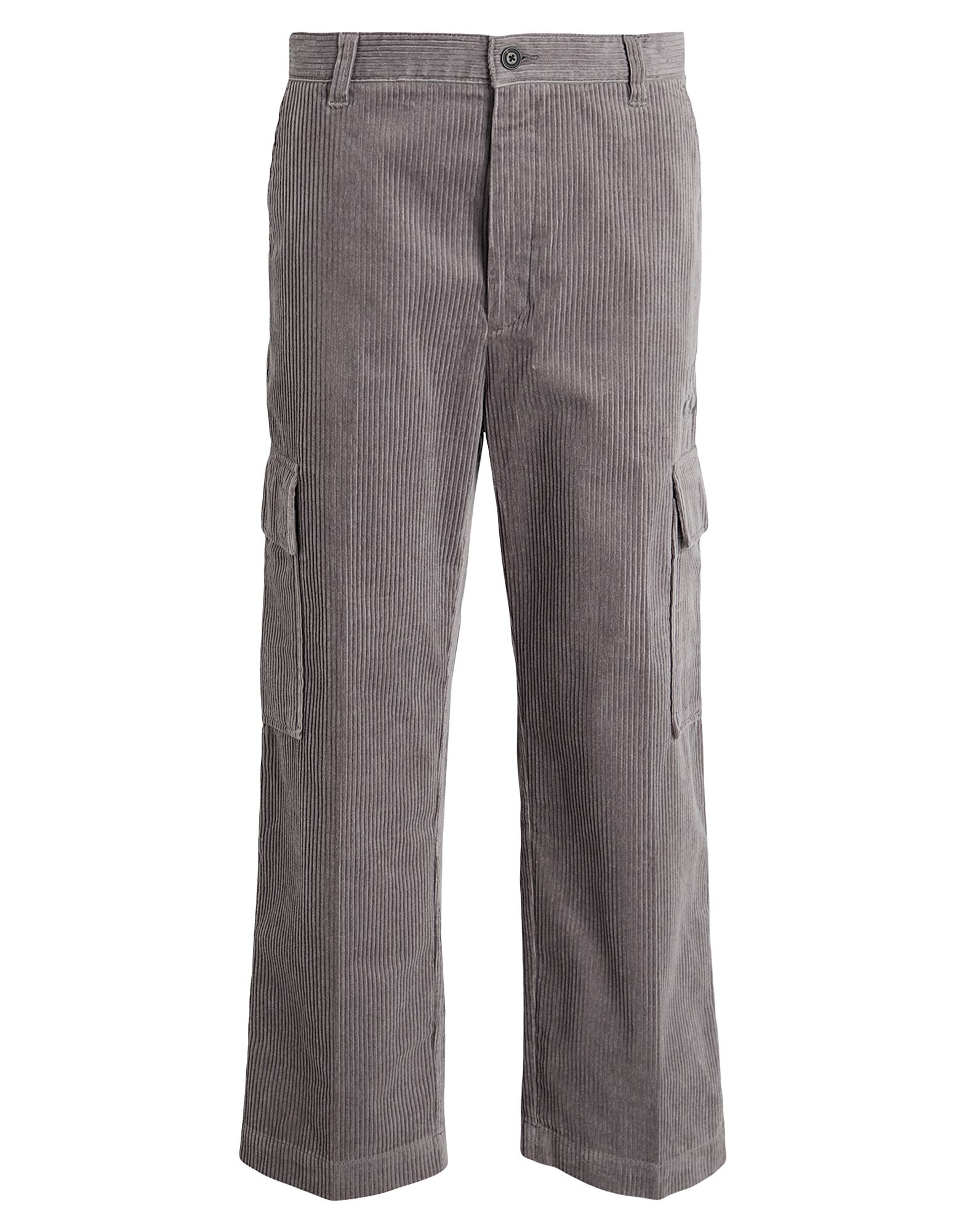 카고 팬츠, 코듀로이, 솔리드 컬러, 자수 로고 장식, 하이 웨이스트, 벨트 루프, 레귤러 핏, 지퍼 여밈, 1 버튼, 멀티 포켓, 세탁기로 세탁, 표백 금지, 건조기 사용불가. 이미지