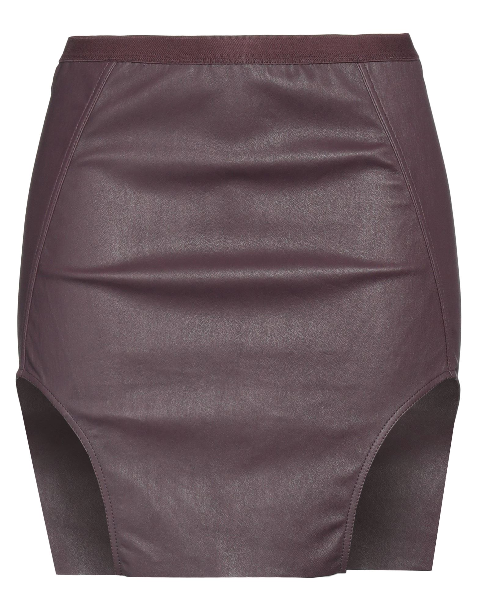 가죽, 장식 부착 없음, 솔리드 컬러, 엘라스틱 웨이스트라인, 안감없음, 포켓 없음, 드라이클리닝 금지, 표백 금지, 건조기 사용불가, 다림질 금지, 동물성 비섬유 자재 함유, 펜슬 스커트. 이미지