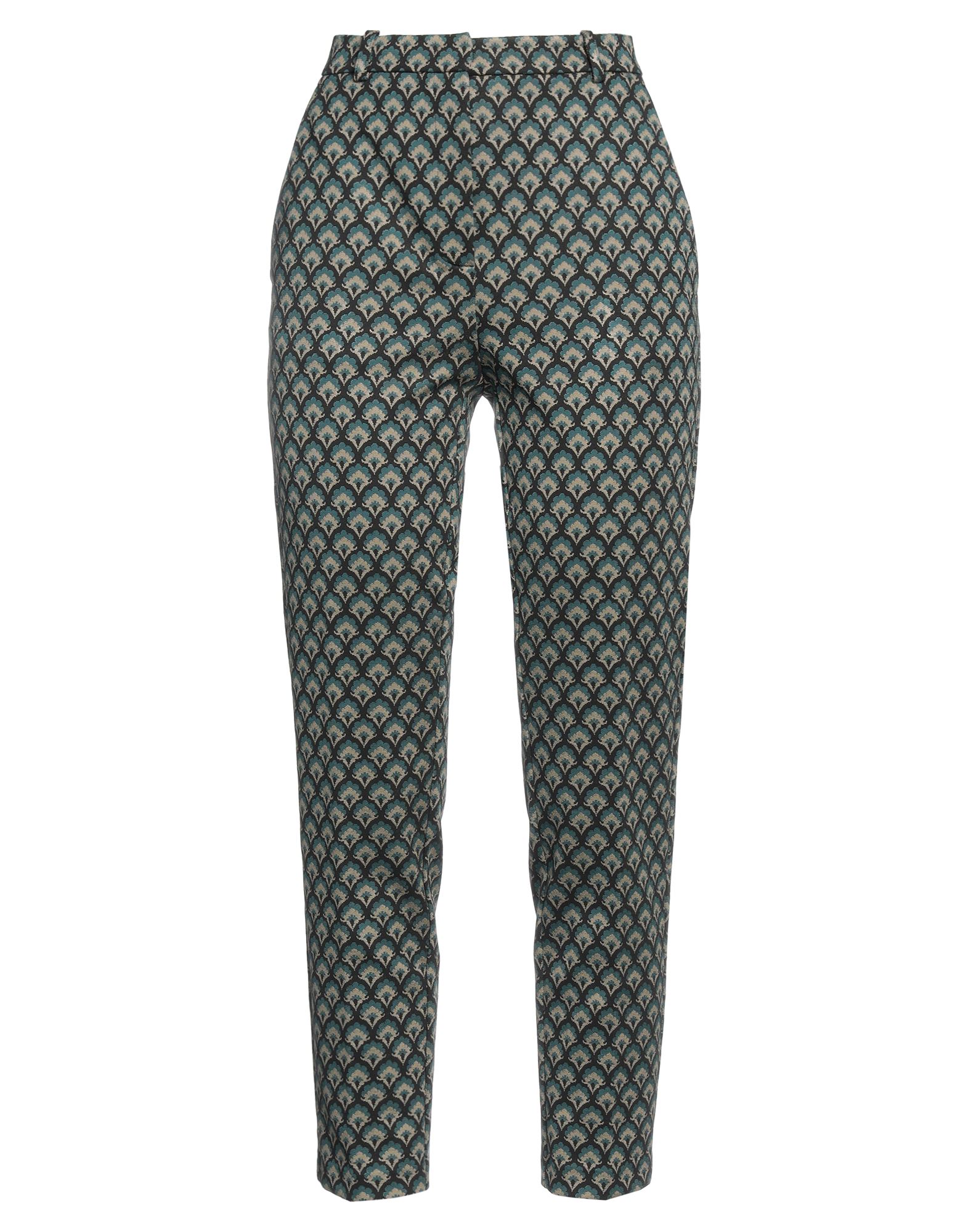 평직, 장식 부착 없음, 플로럴 모티브, 멀티컬러 패턴, 하이 웨이스트, 스트레이트 레그, 레귤러 핏, 지퍼 클로저, 훅&아이, 멀티 포켓, 스트레치, 치노. 이미지