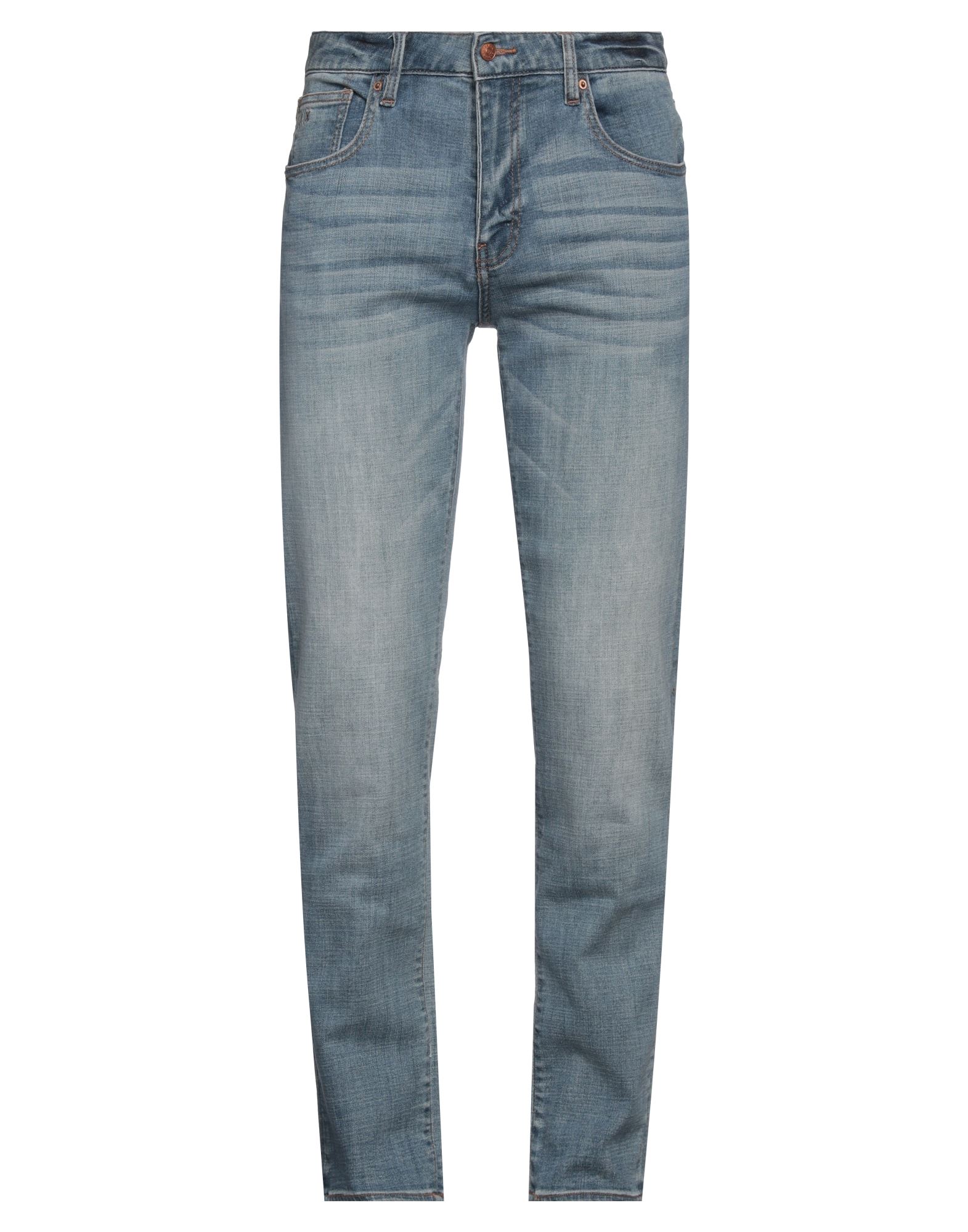 스트레이트 레그 진, 데님, 바랜 효과, 솔리드 컬러, 가죽 인서트, 미디엄 워싱, 벨트 루프, 레귤러 핏, 지퍼 여밈, 1 버튼, 세탁기로 세탁, 표백 금지, 건조기 사용불가, 동물성 비섬유 자재 함유. 이미지