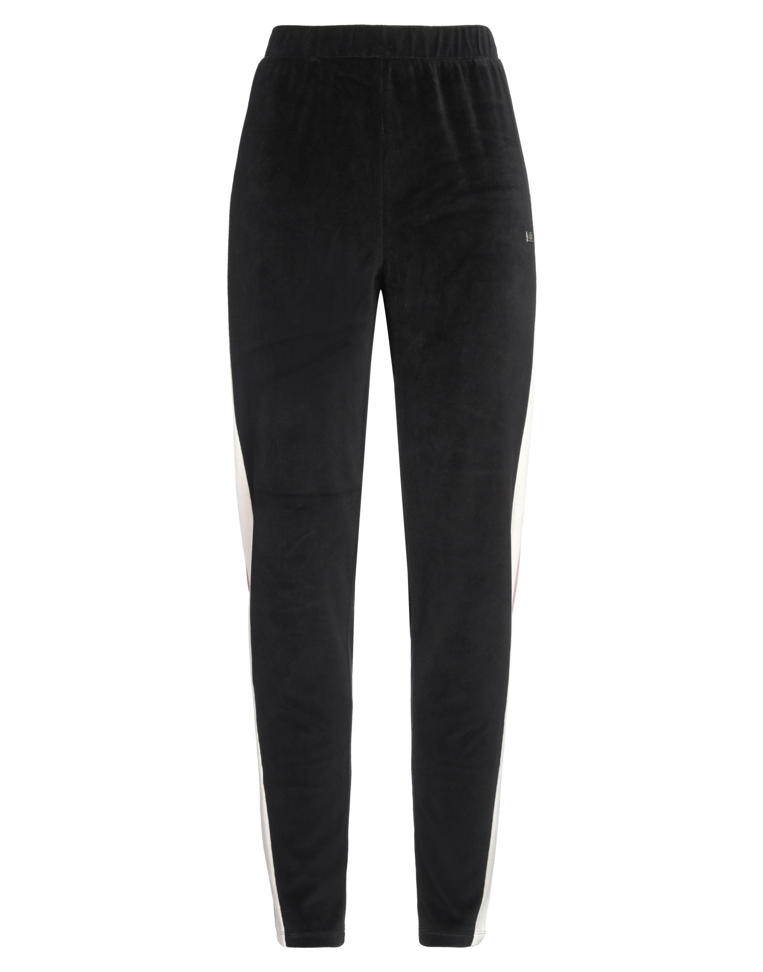 트랙 팬츠, 벨벳, 멀티컬러 패턴, 브랜드 로고, 사이드 스트라이프, 노멀 웨이스트, 컴포트 핏, 멀티 포켓, 세탁기로 세탁, 표백 금지, 건조기 사용불가. 이미지