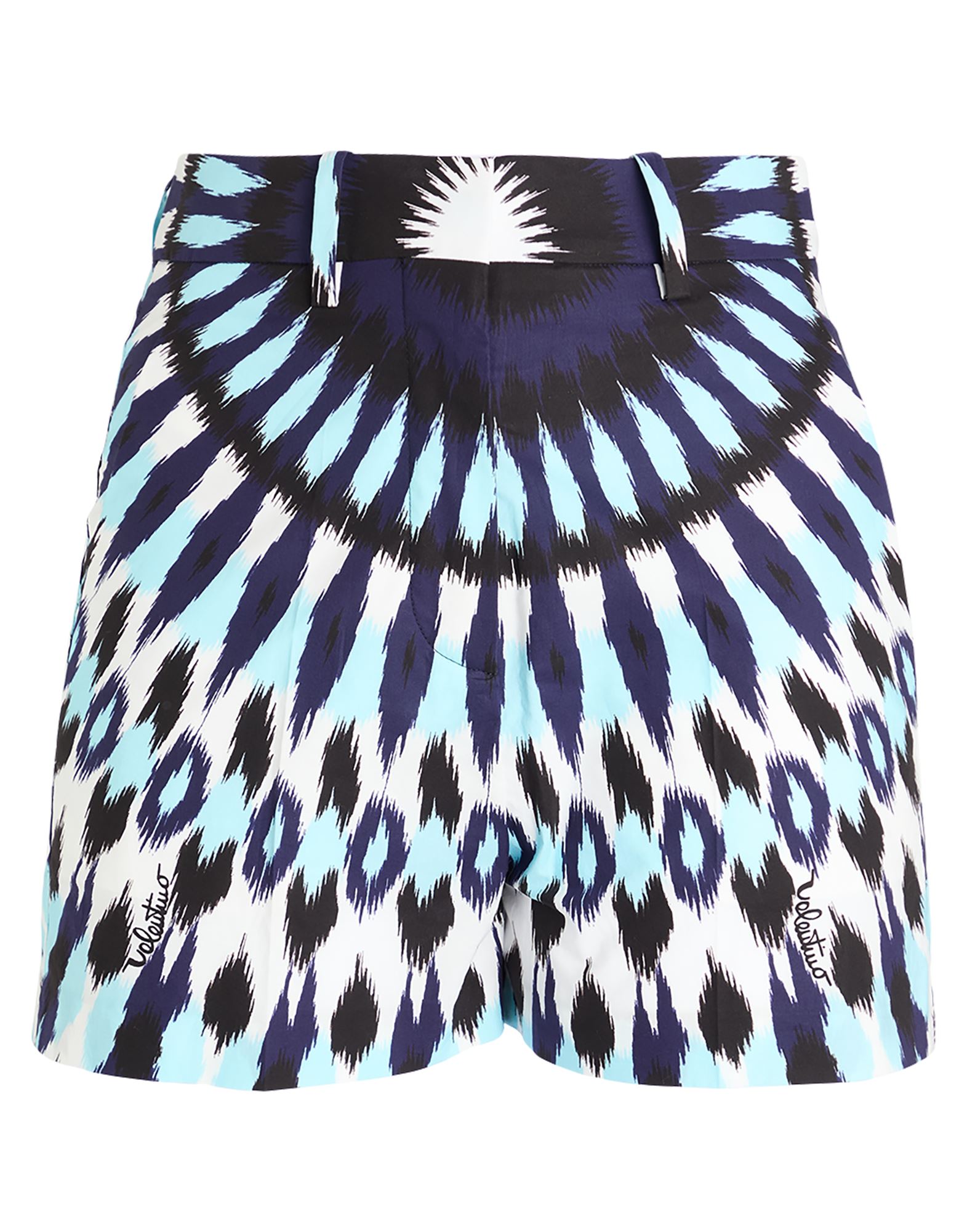 우븐, 브랜드 로고, 멀티컬러 패턴, 하이 웨이스트, 벨트 루프, 레귤러 핏, 후크 여밈, 지퍼 여밈, 멀티 포켓, 드라이클리닝, 표백 금지, 건조기 사용불가, 반바지. 이미지