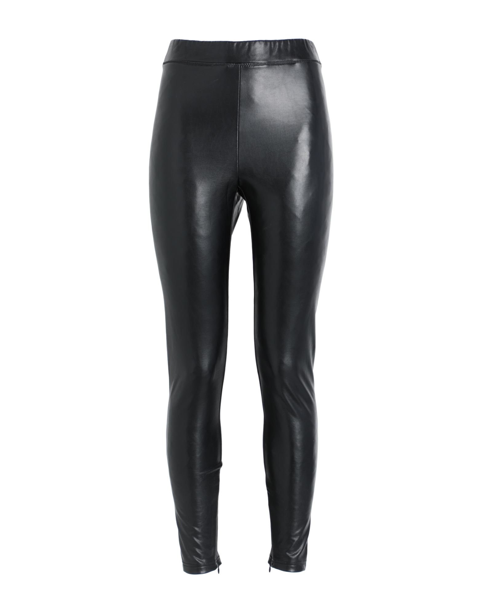 인조가죽, 장식 부착 없음, 솔리드 컬러, 하이 웨이스트, 엘라스틱 웨이스트, 테이퍼드 레그, 스키니, 포켓 없음, 스트레치, 기타 바지. 이미지